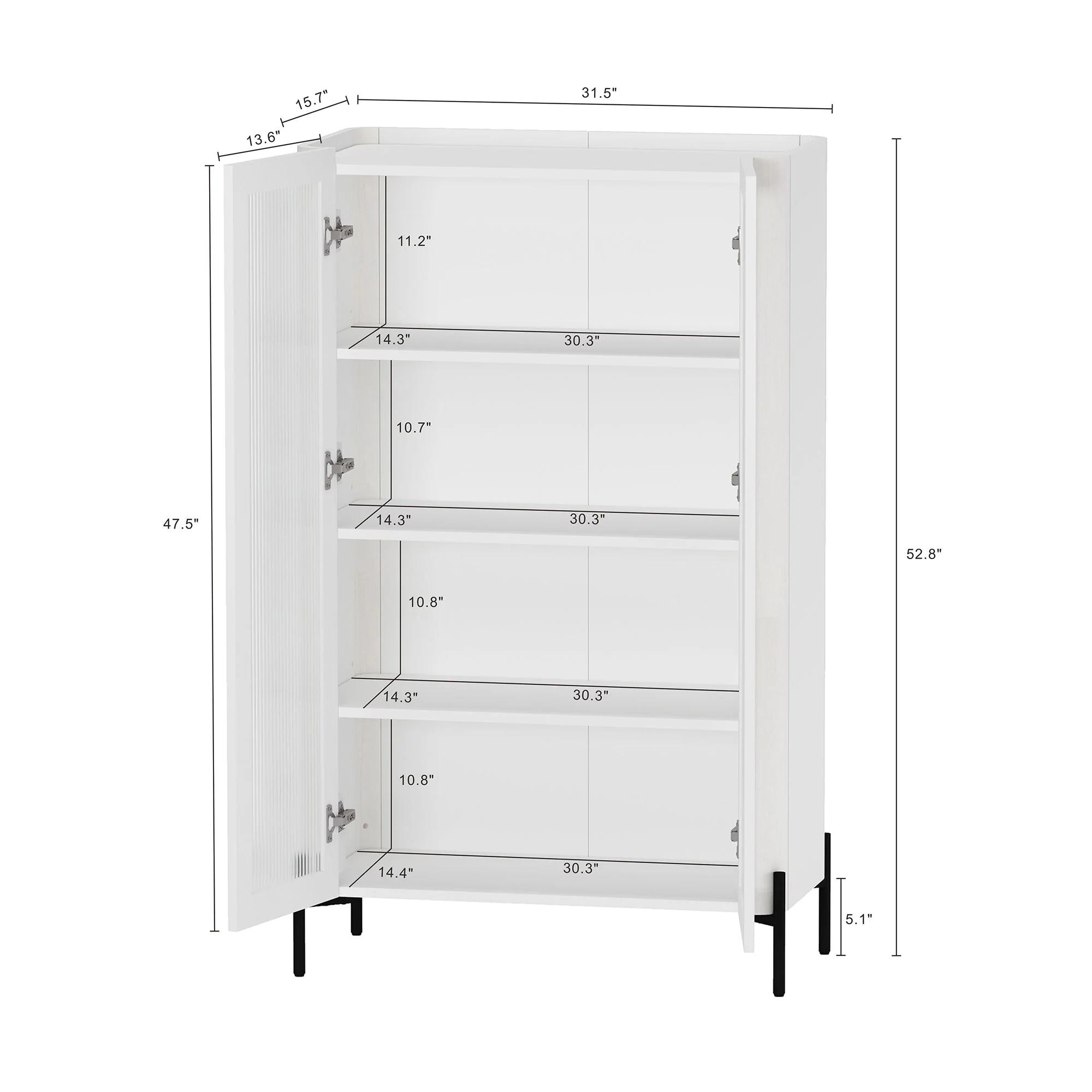 2-Piece Abbey Accent Cabinet and Bookcase in White - Image 4