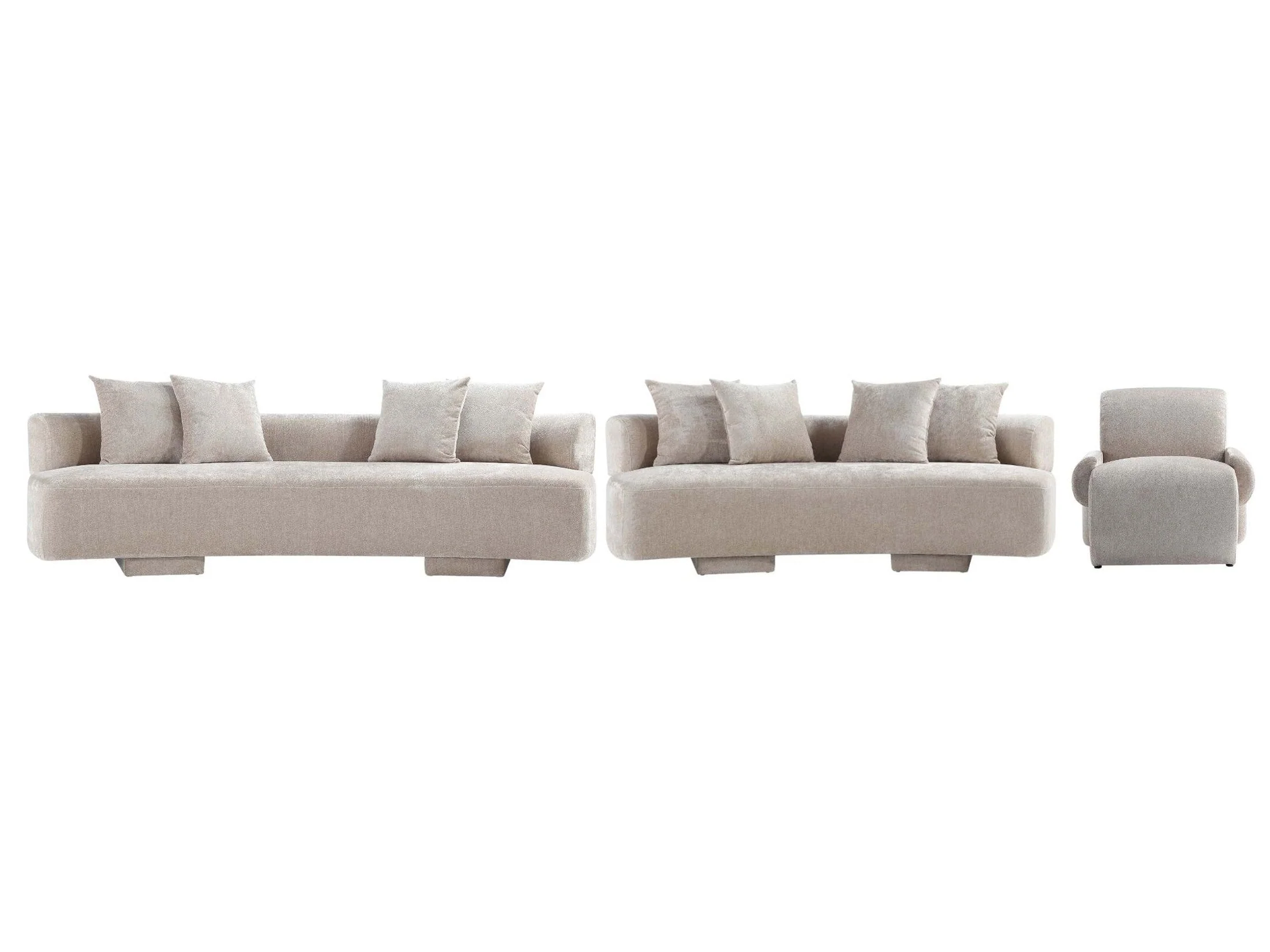 3-Piece Verandah 90.6" Sofa, 112" XL Sofa and Accent Chair in Beige