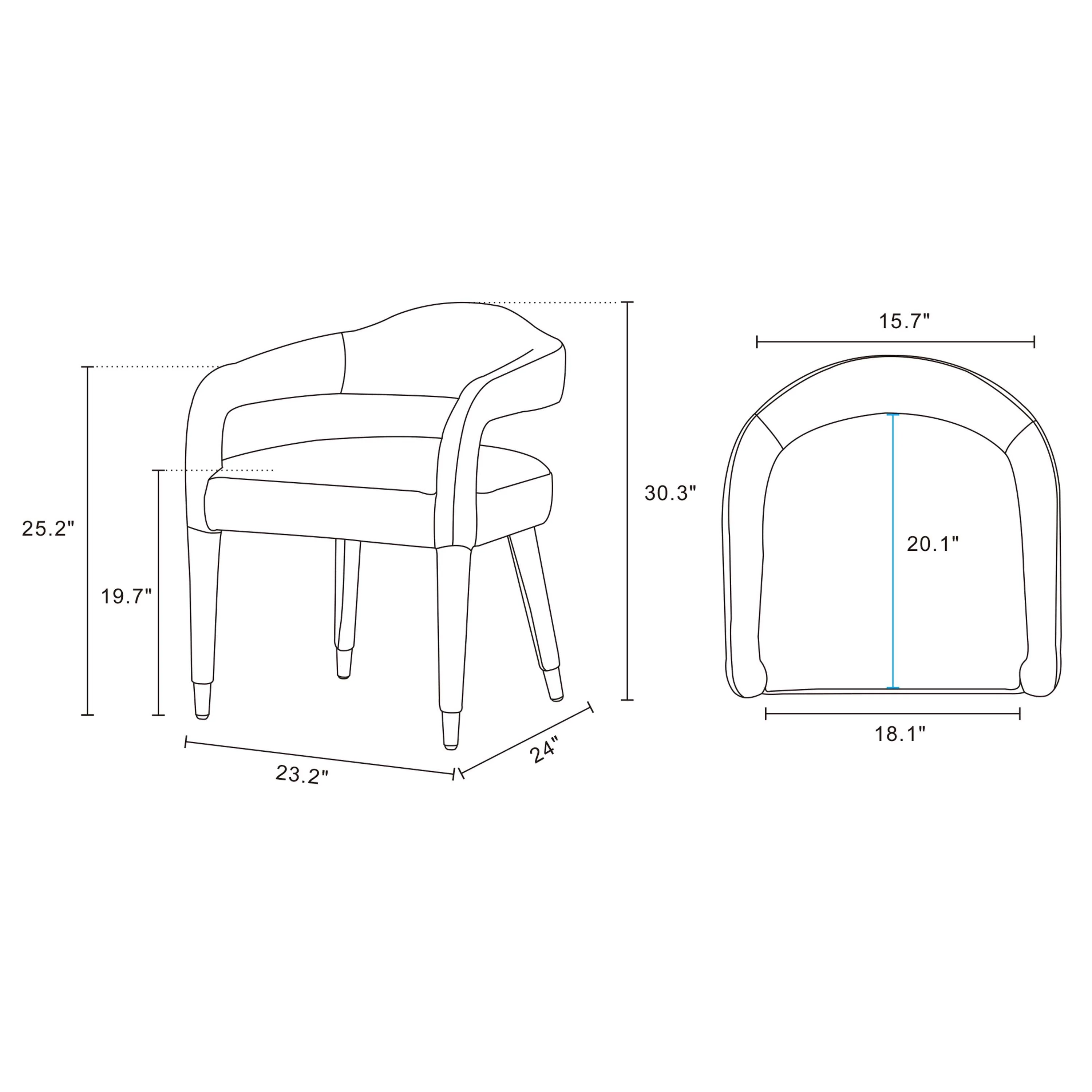 5-Piece Hathaway 47.24 Round Dining Set in Black with 4 Aspen Dining Chairs in Silver Lining - Image 3