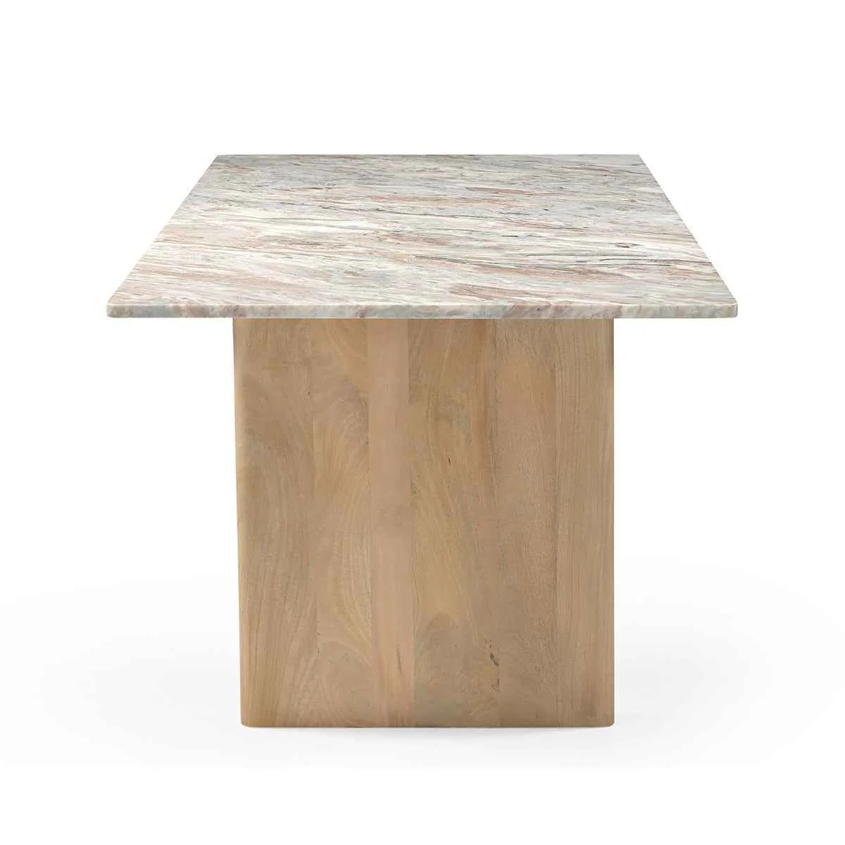 Abra 76" Dining Table in Toronto Marble Top and Light Mango Base - Image 10