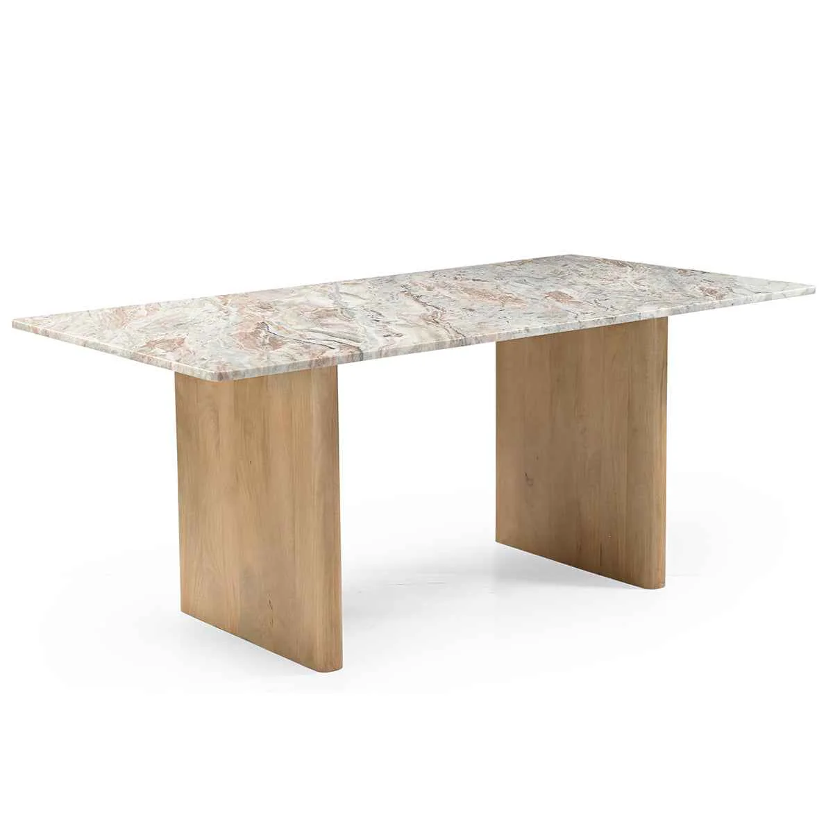 Abra 76" Dining Table in Toronto Marble Top and Light Mango Base - Image 4