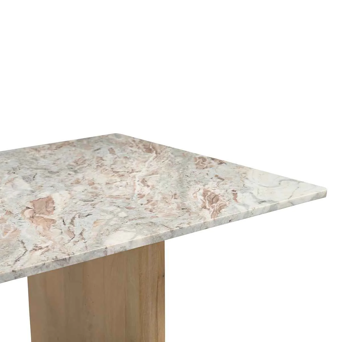 Abra 76" Dining Table in Toronto Marble Top and Light Mango Base - Image 7