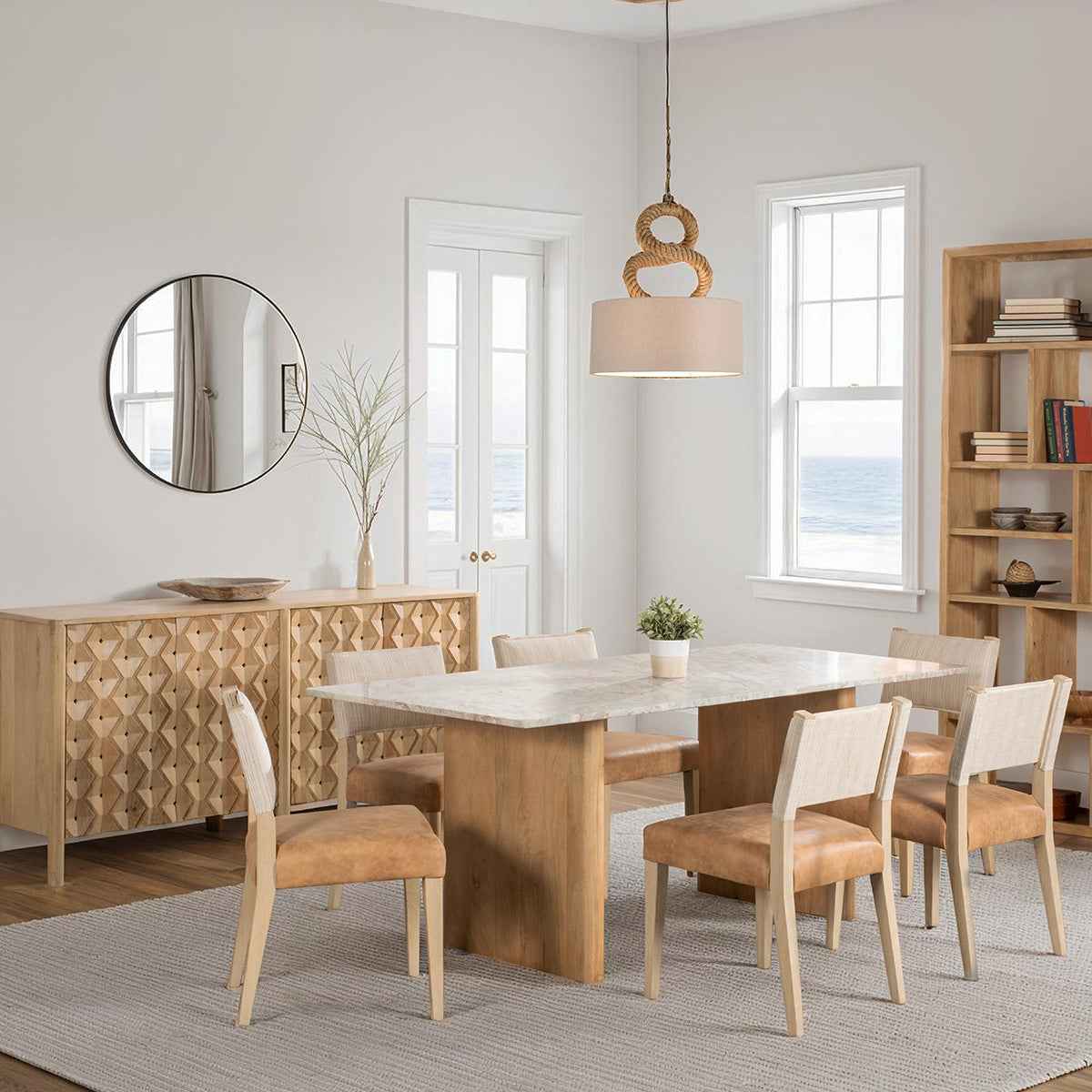 Abra 76" Dining Table in Toronto Marble Top and Light Mango Base - Image 9
