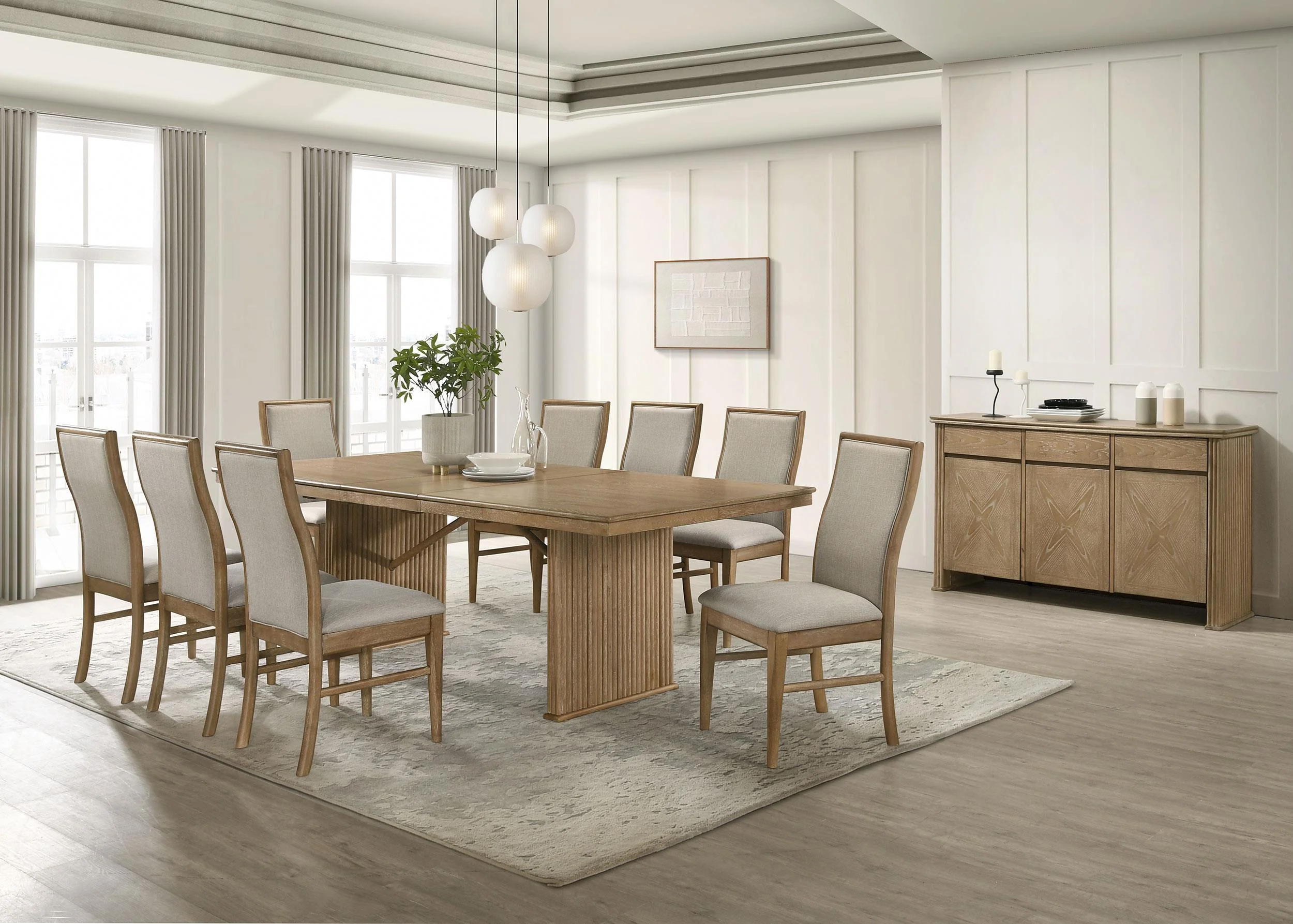 Adina Distressed Light Brown Wood Extendable Dining Table - Image 14