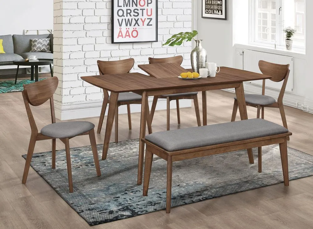 Alfredo Gray/Natural Walnut Upholstered Dining Bench - Image 5