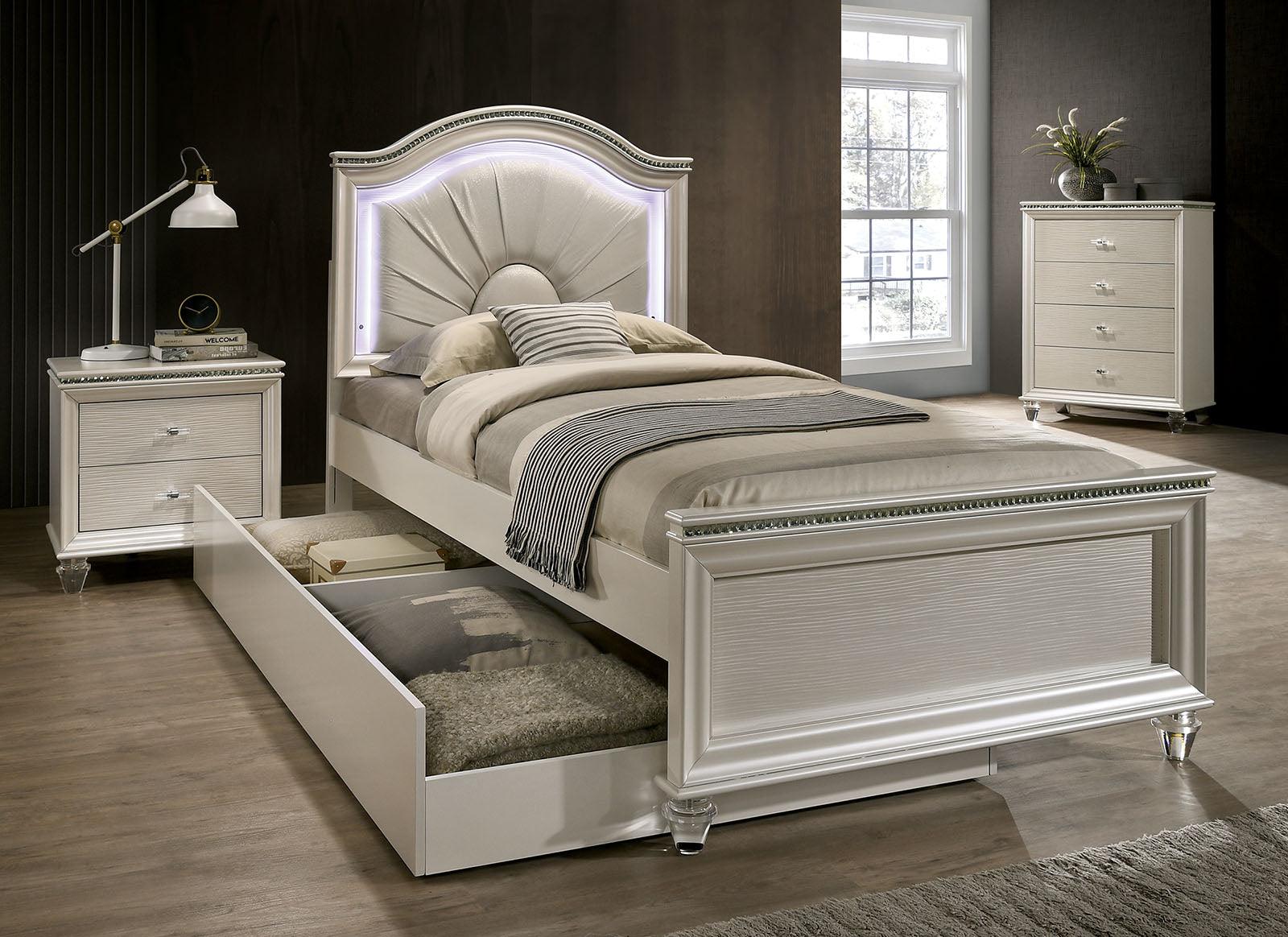 Allie Pearl White Twin Bed - Image 2