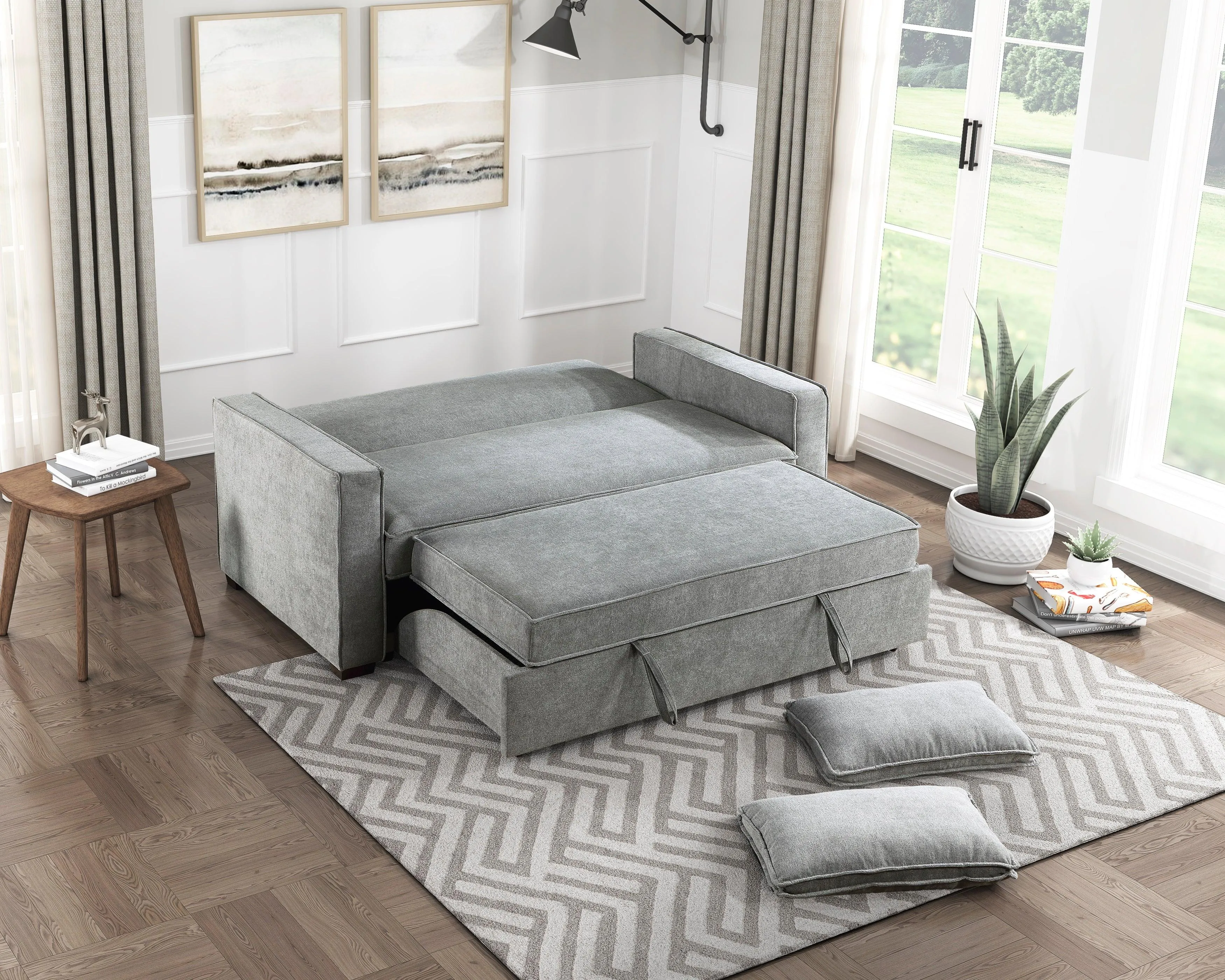 Alta Gray Convertible Studio Sofa with Pull-out Bed - Image 10