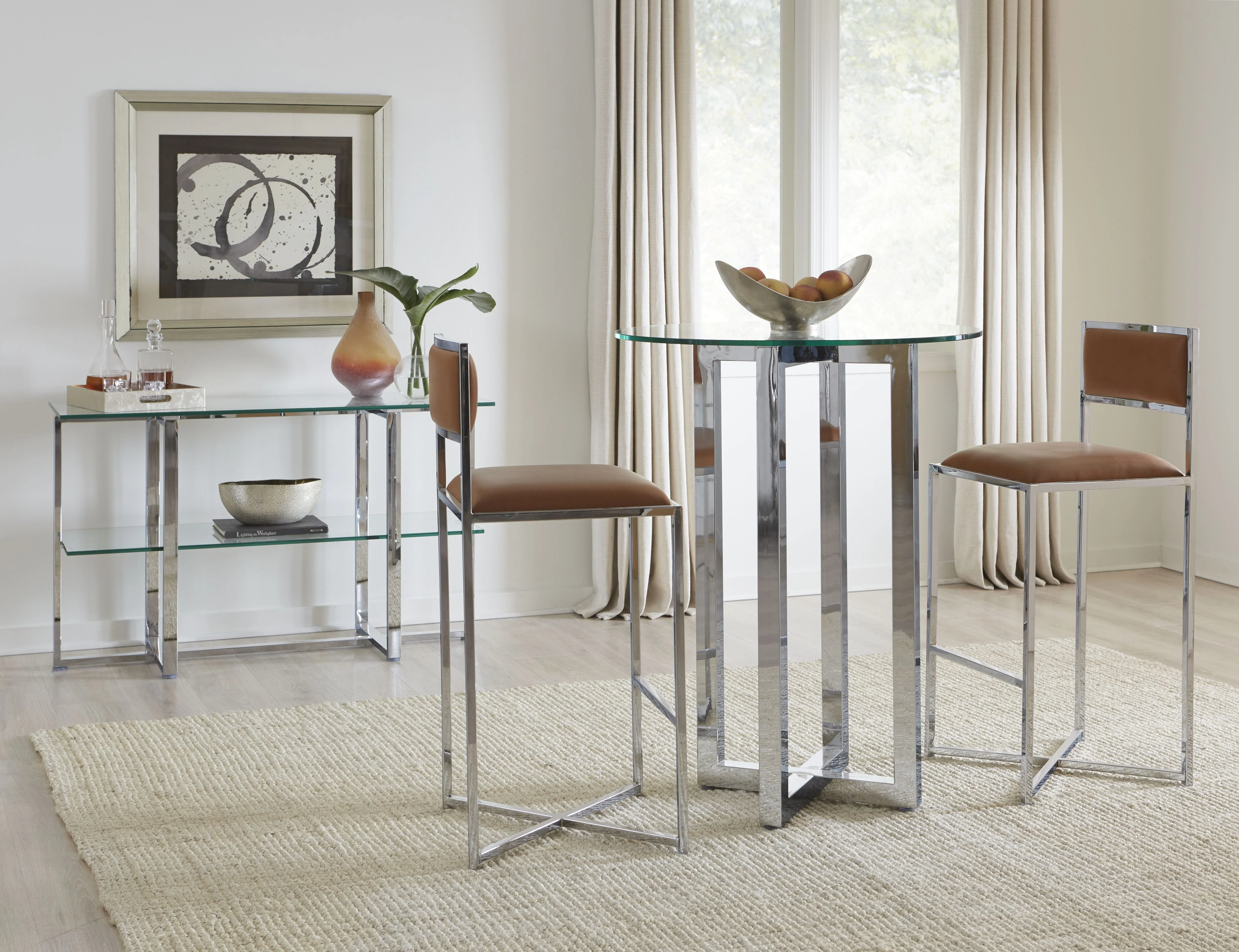 Amalfi 32 inch Round Glass Top Bar Table - Image 2
