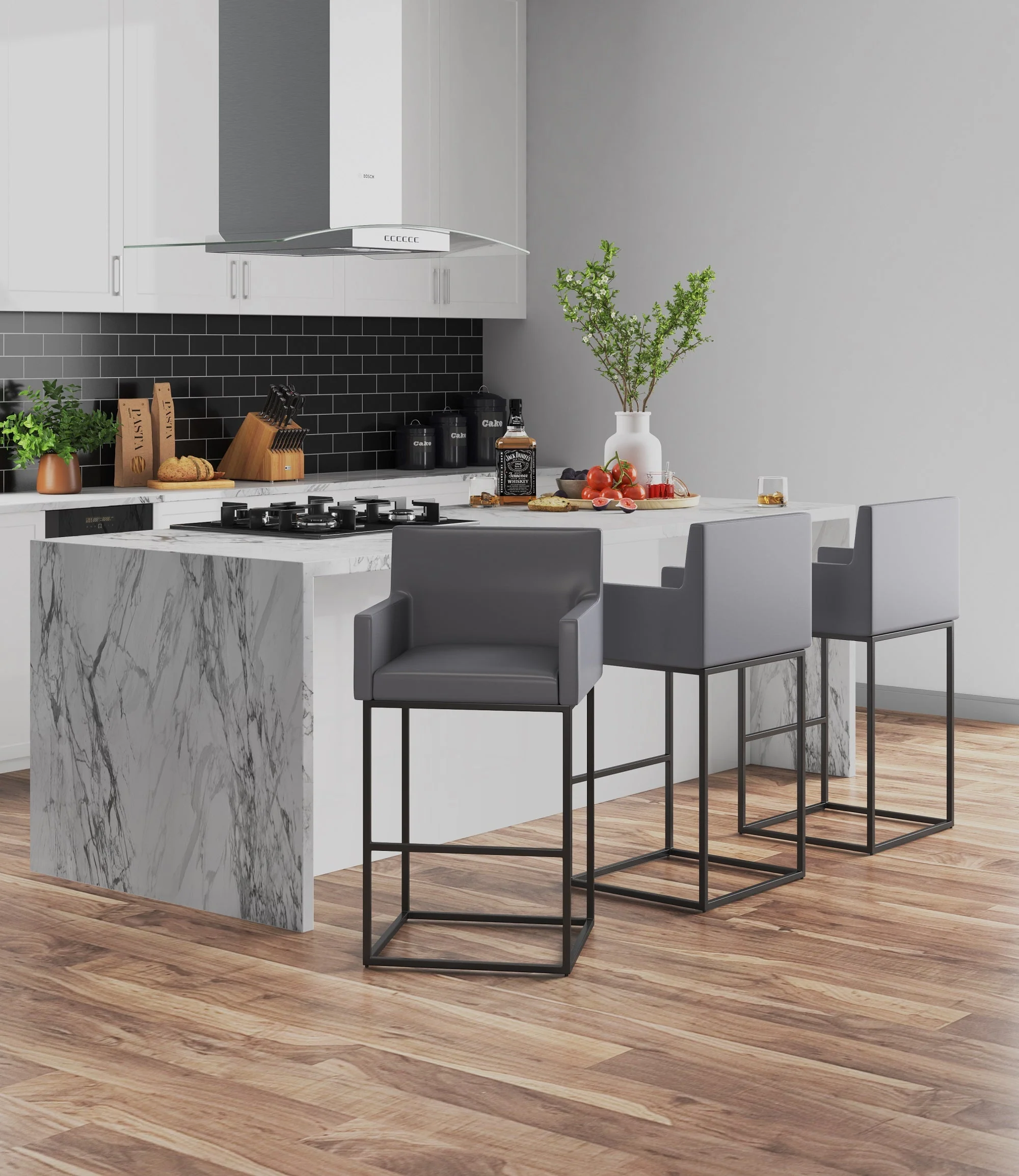 Ambassador Barstool in Grey and Black - Image 2
