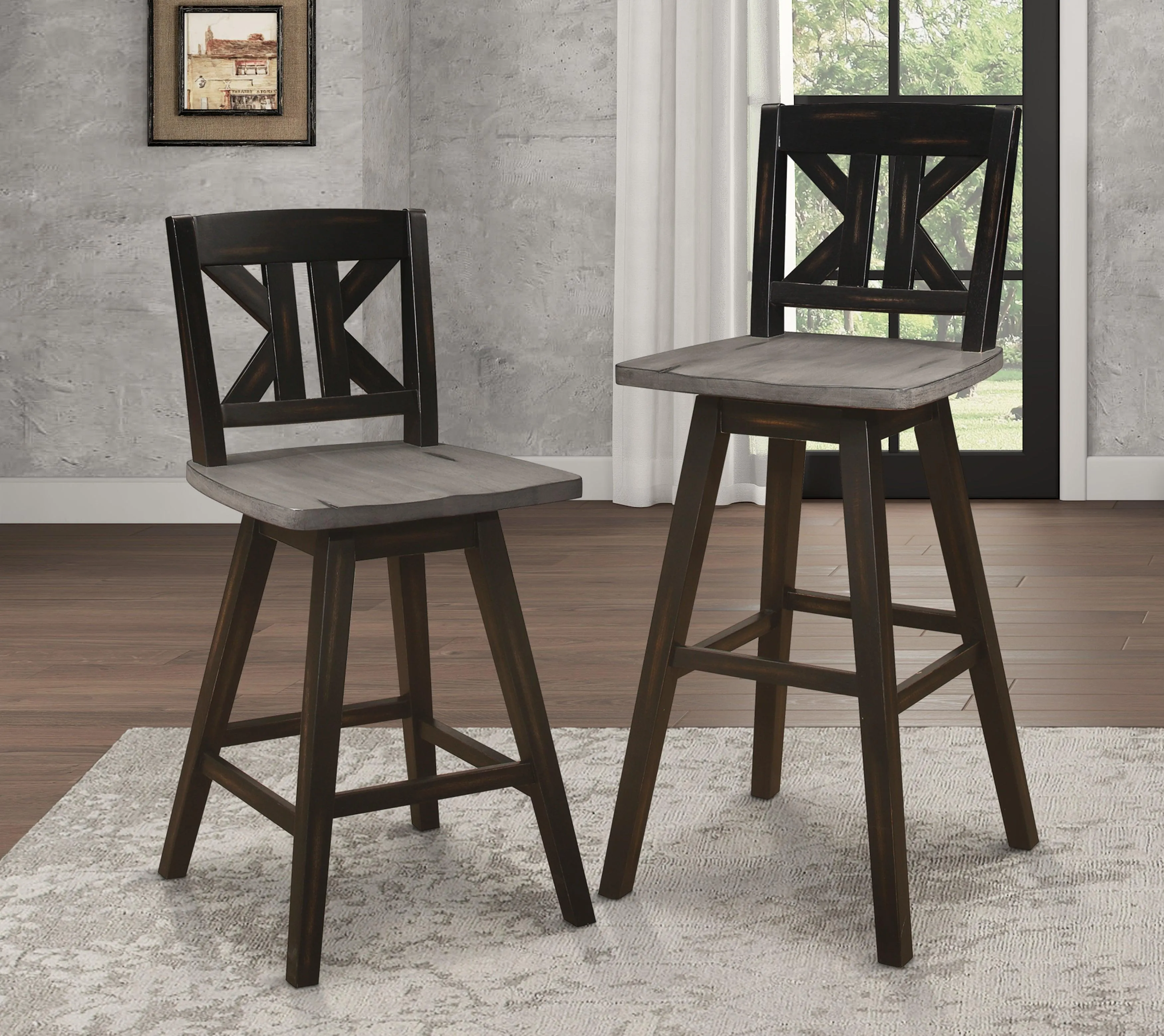 Amsonia Black Swivel Pub Counter Height Chairs, Set of 2 - Image 6