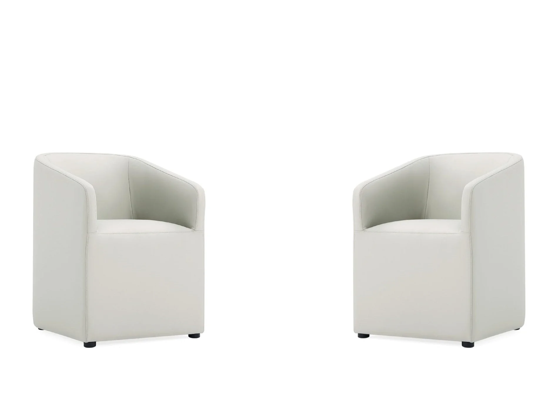 Anna Round Faux Leather Dining Chair in Light Stone Grey (set of 2)