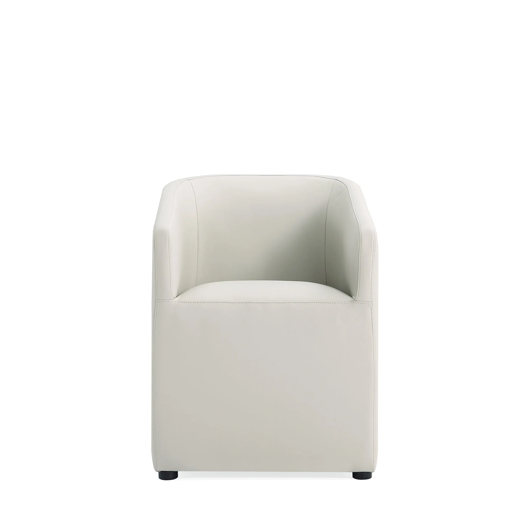 Anna Round Faux Leather Dining Chair in Light Stone Grey (set of 2) - Image 4