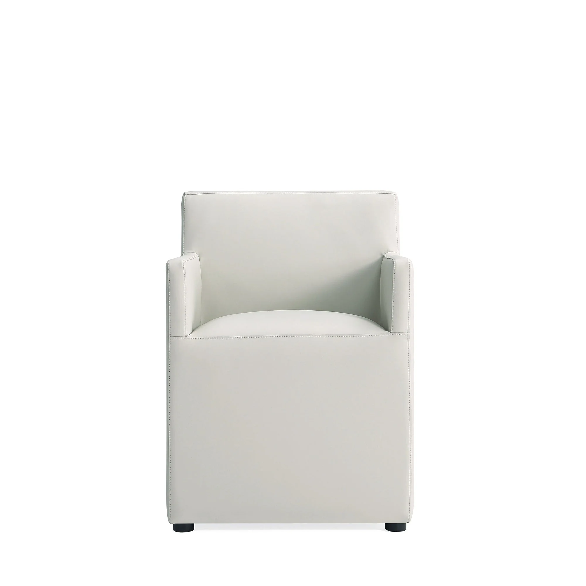 Anna Square Faux Leather Dining Arm Chair in Light Stone Grey (set of 2) - Image 4