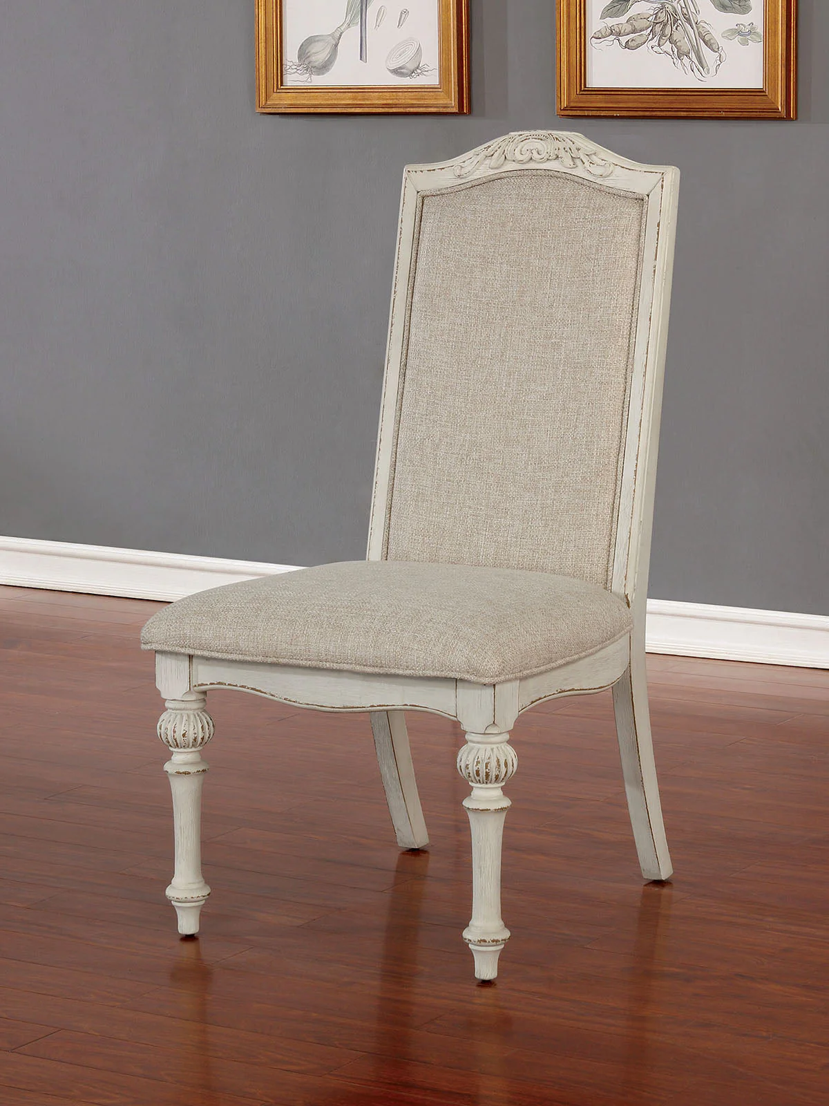 Arcadia Antique White/Ivory 5 Pc Round Dining Table Set - Image 2