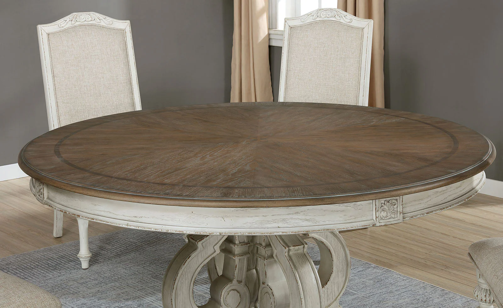 Arcadia Antique White/Ivory 5 Pc Round Dining Table Set - Image 3