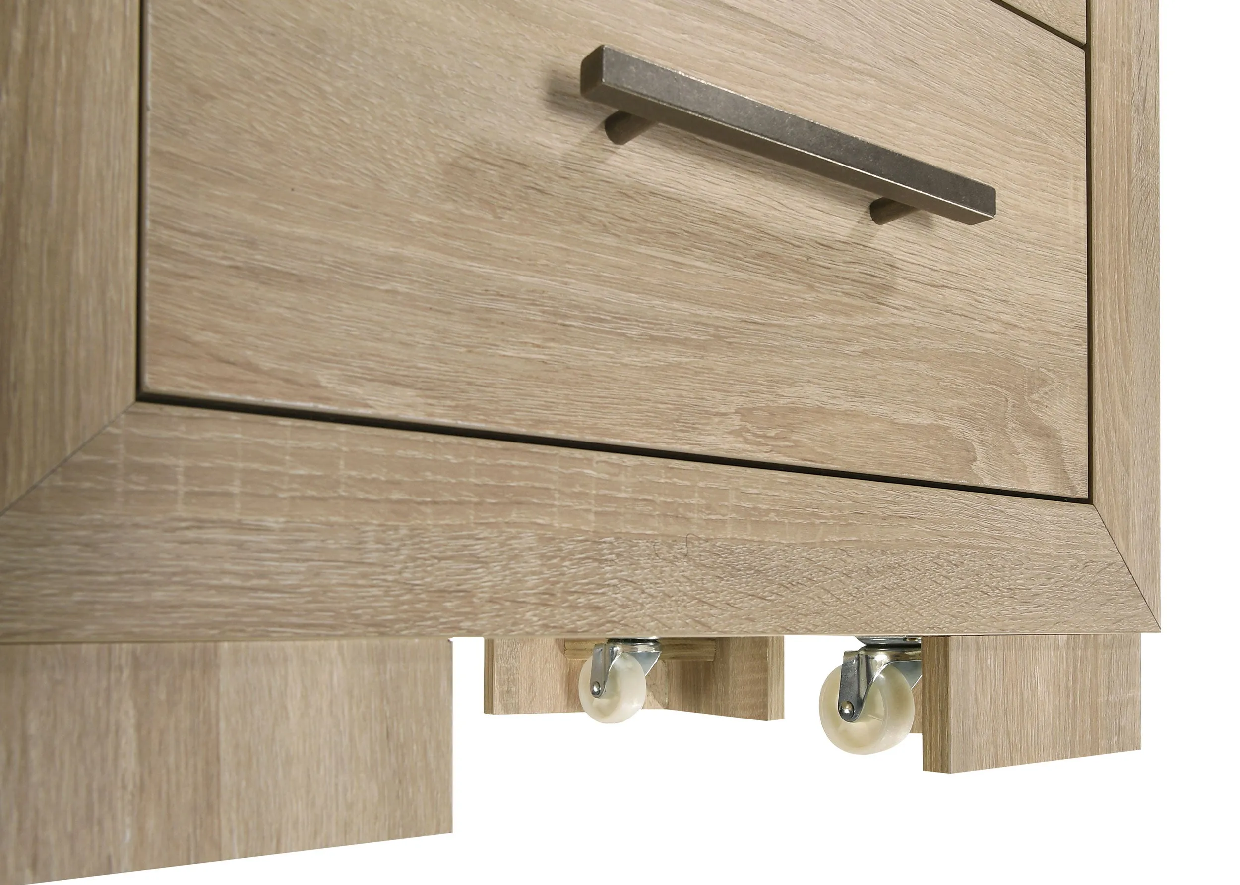 Arielle Light Oak 2-drawer Bedroom Nightstand with Casters - Image 7