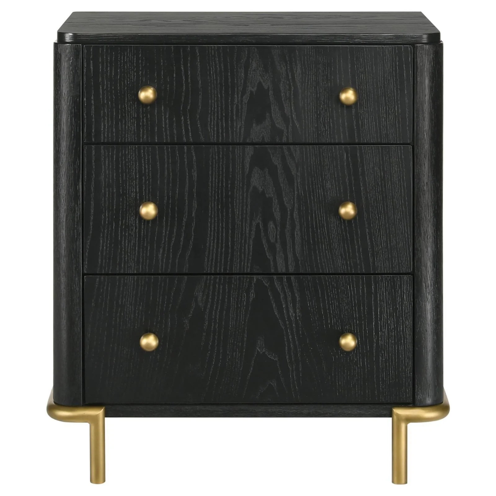 Arini Black 3-drawer Nightstand Bedside Table with USB Outlet - Image 2