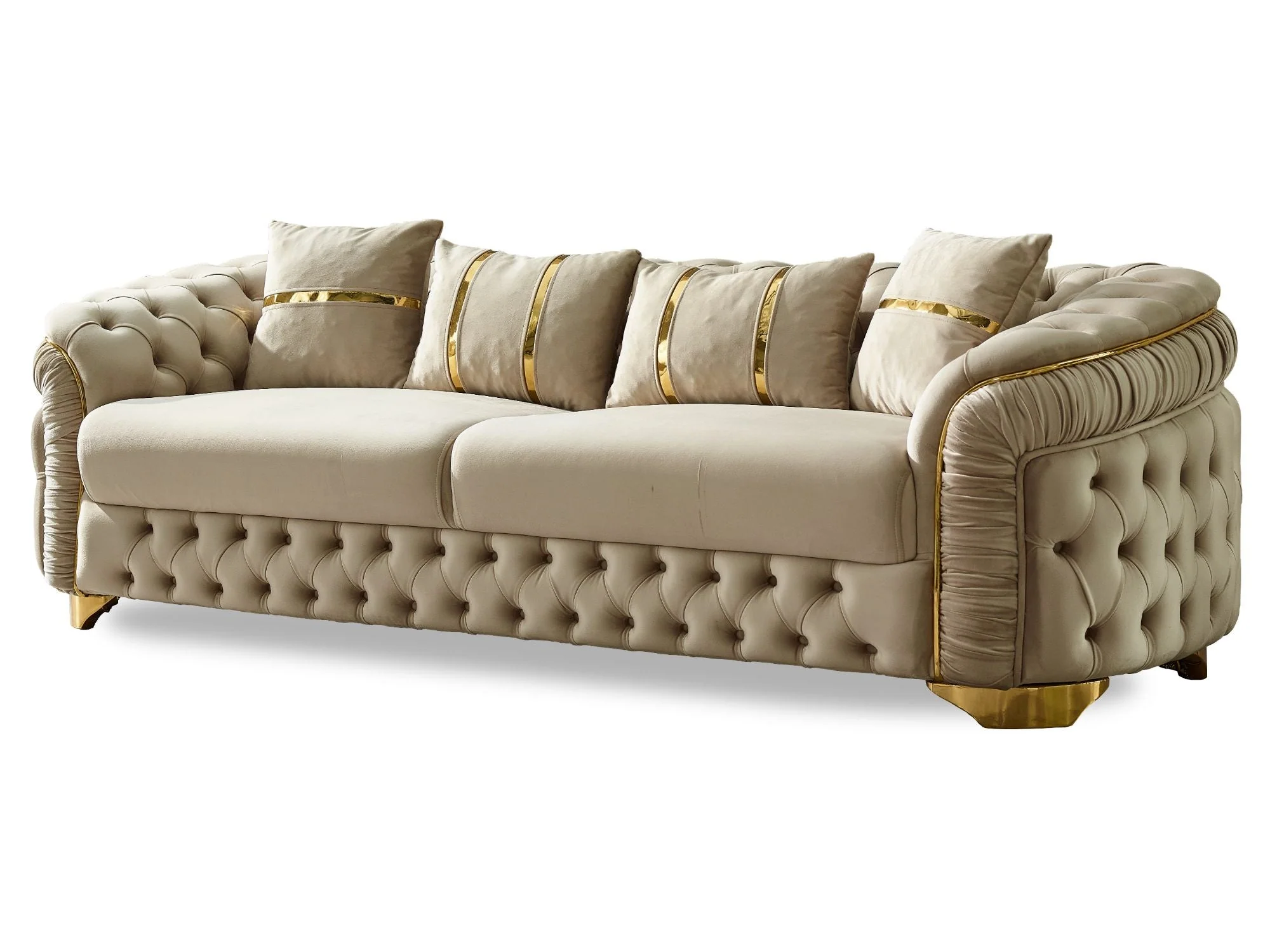 Arizona 3-pieces (Sofa & Loveseat & Chair) Livingroom Set Beige - Image 5