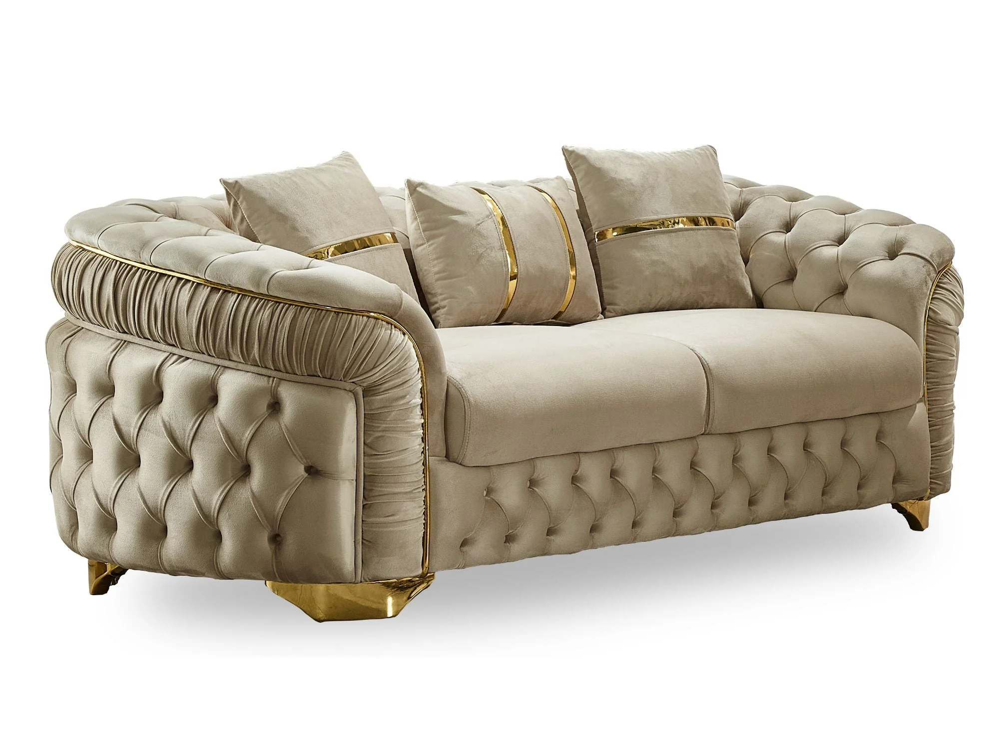 Arizona 3-pieces (Sofa & Loveseat & Chair) Livingroom Set Beige - Image 6