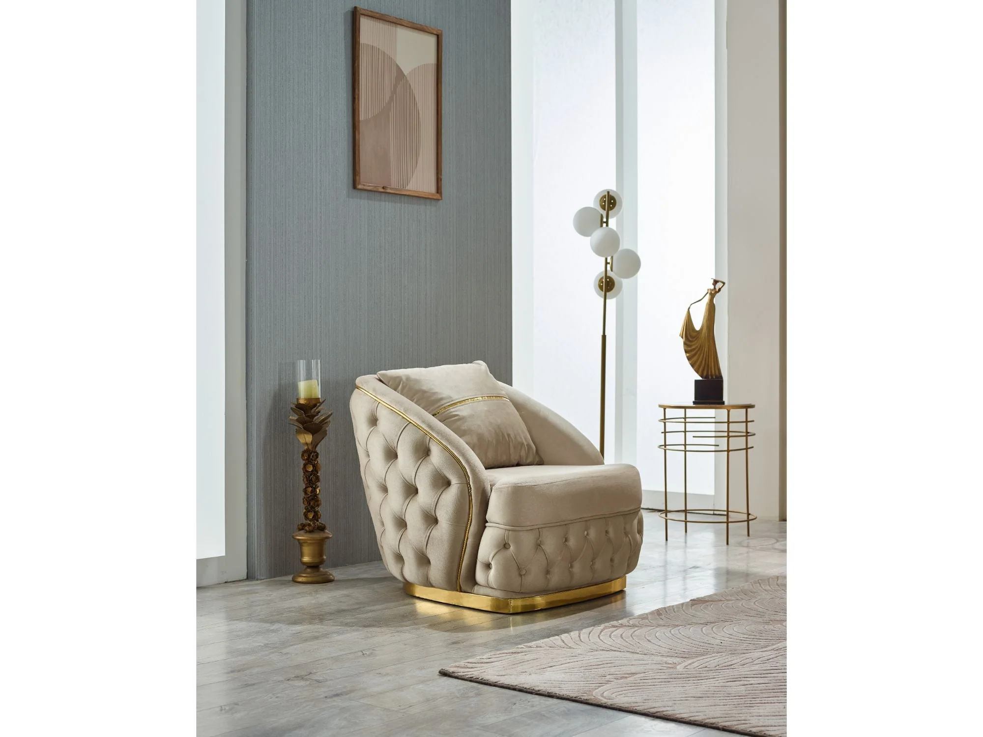 Arizona 3-pieces (Sofa & Loveseat & Chair) Livingroom Set Beige - Image 7