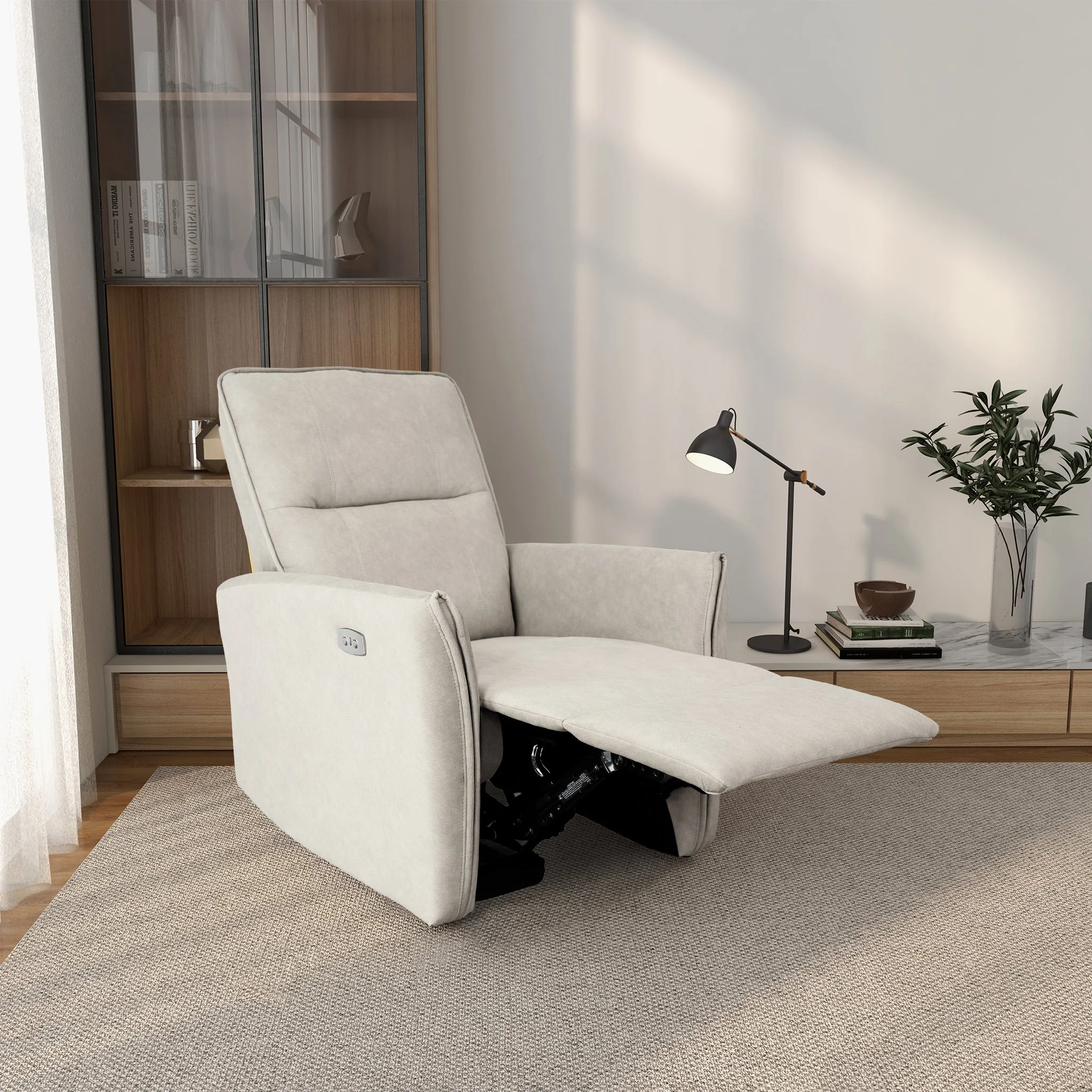 Asheville Cream Suede Recliner Chair - Image 4