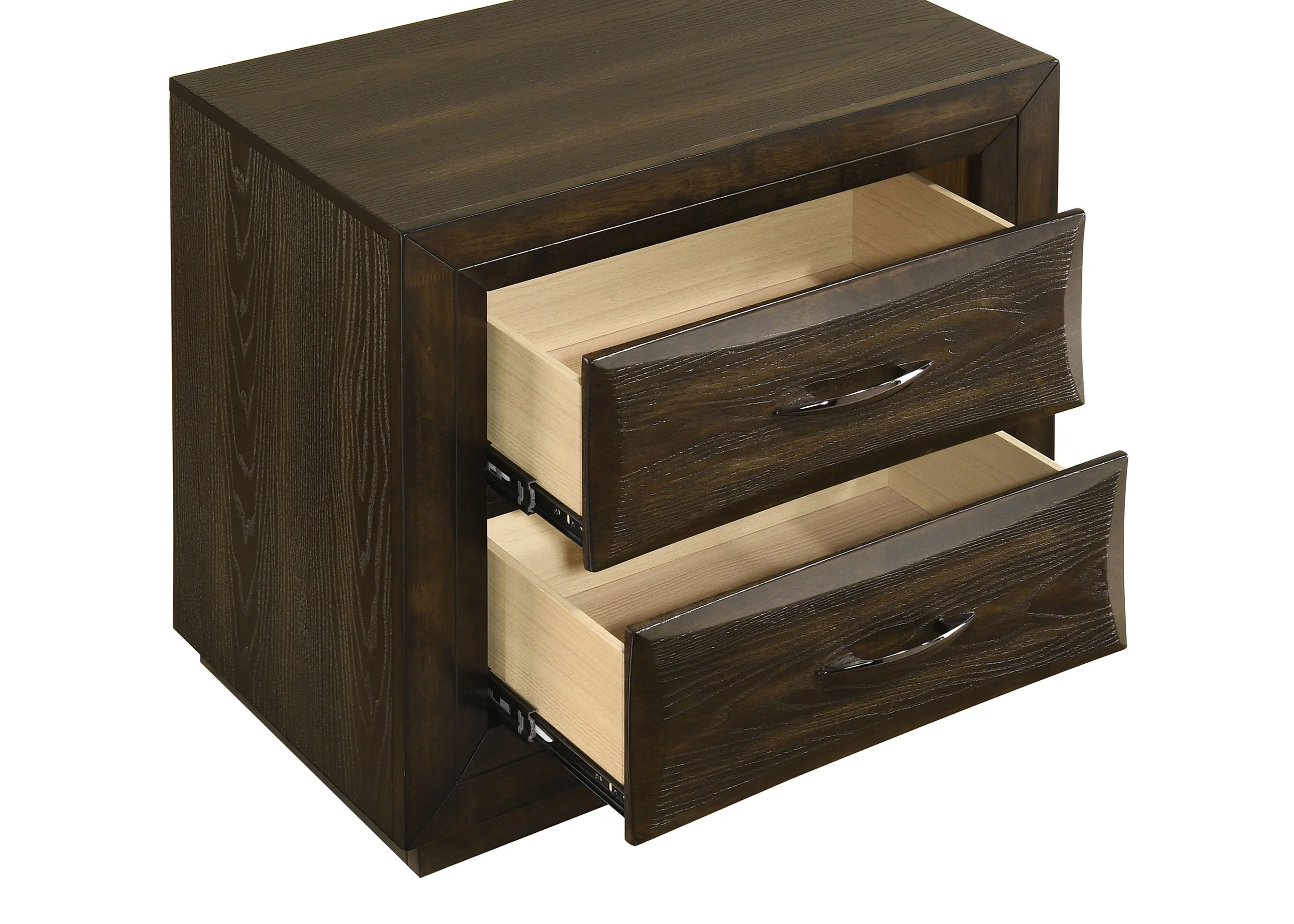 Atlas Dark Oak 2-drawer Bedroom Nightstand Bedside Table - Image 11