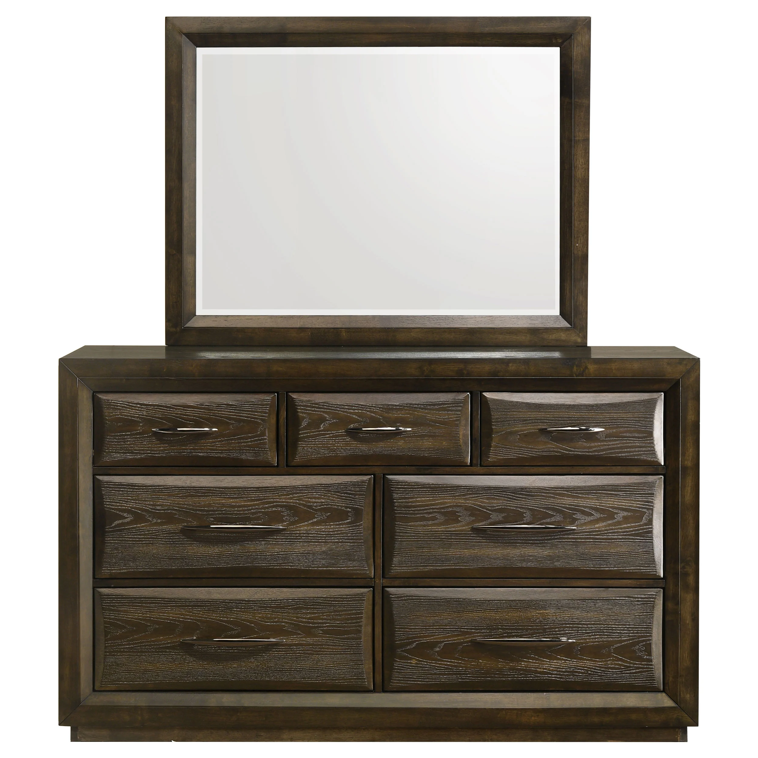 Atlas Dark Oak 7-drawer Bedroom Dresser and Mirror Set - Image 3