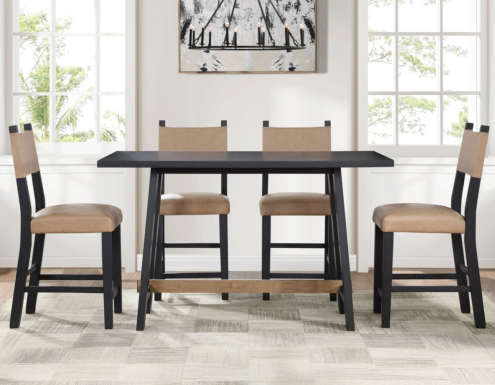 Aubrey Black Counter Height Dining Set