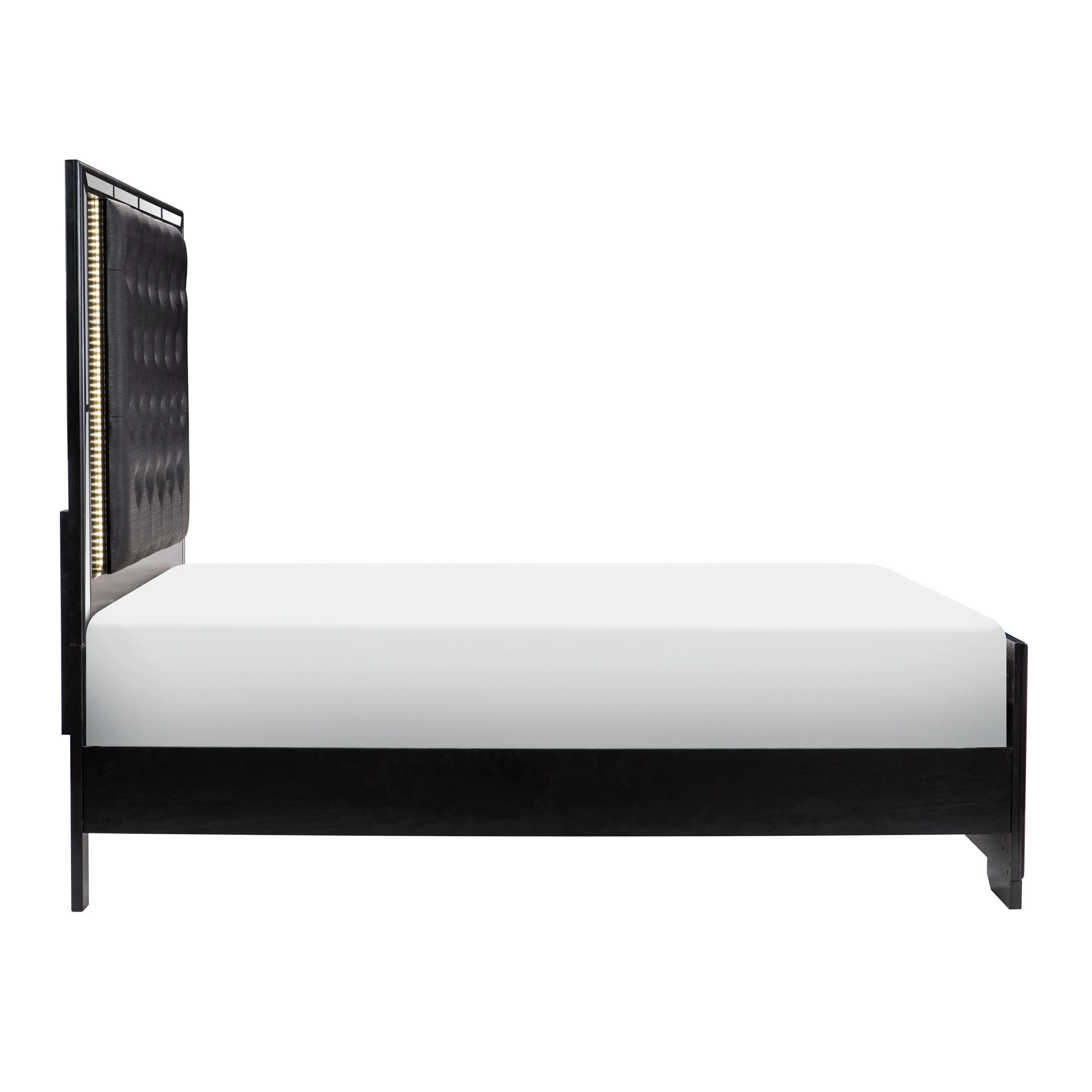 Aveline Black Queen LED Upholstered Panel Bed - Image 2