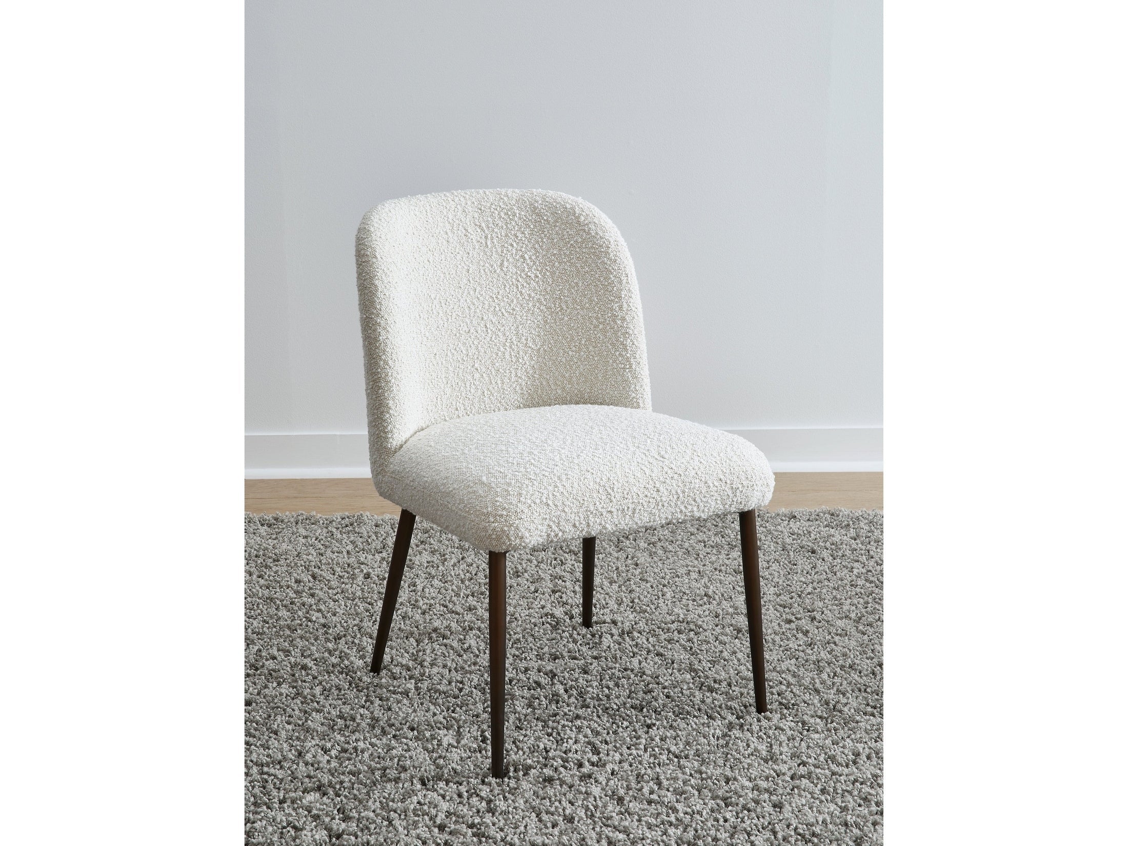 Avery Upholstered Dining Chair in Ricotta Boucle and Bronze Metal (Set of 2)