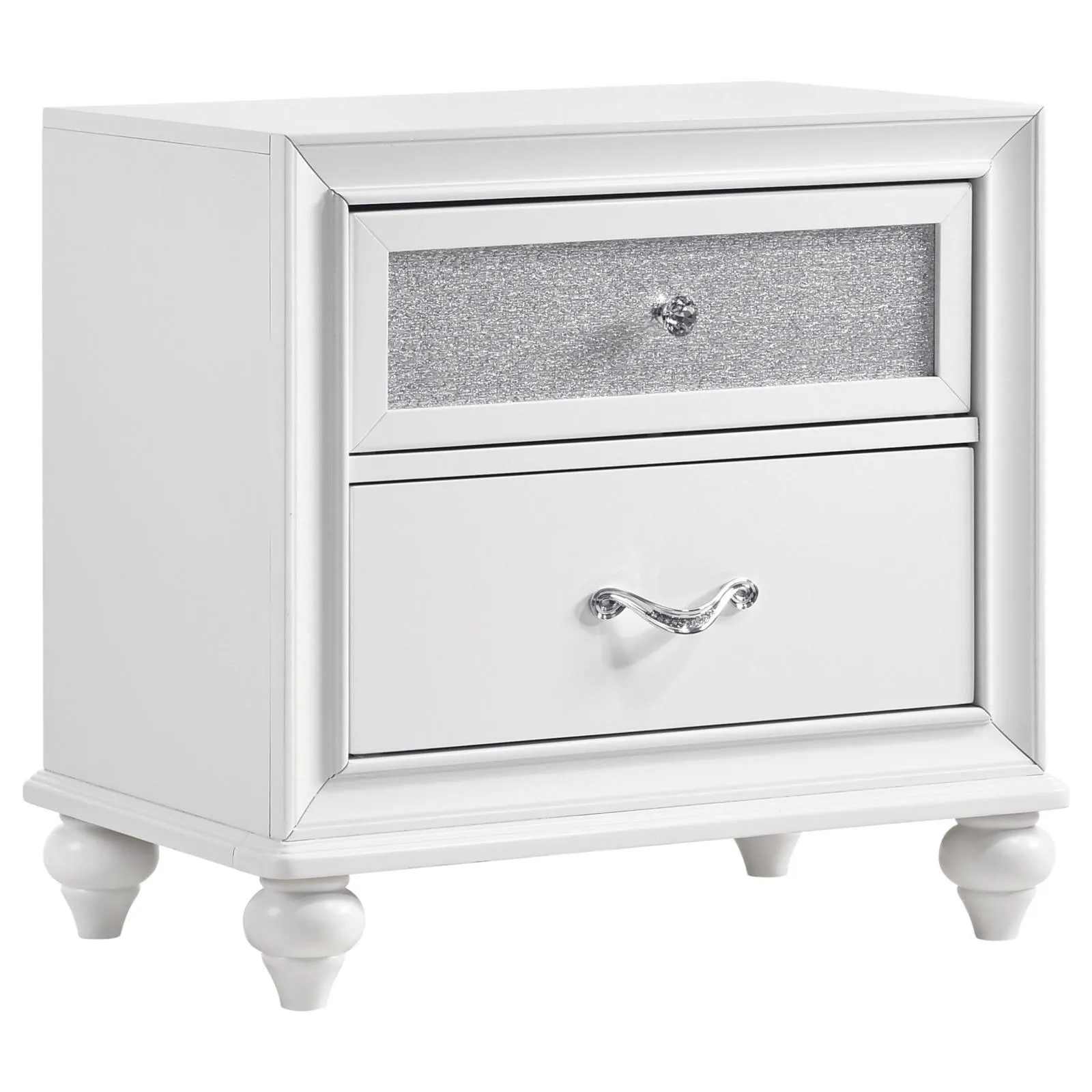 Barzini White 2-Drawer Nightstand - Image 3