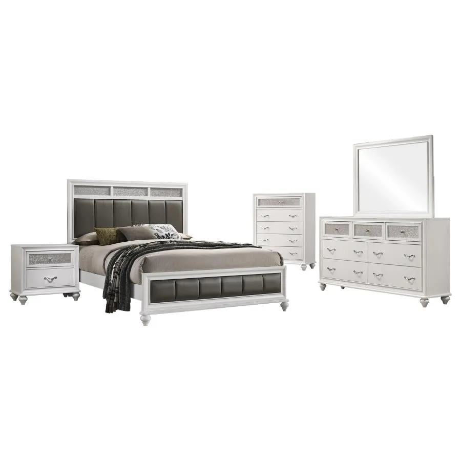 Barzini White 5-Piece Queen Panel Bedroom Set - Image 2