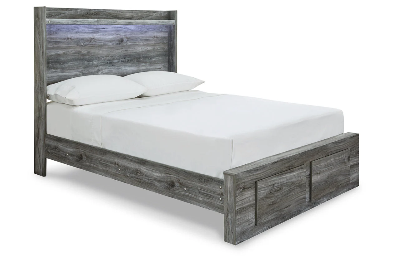 Baystorm Gray Full LED Storage Platform Bed