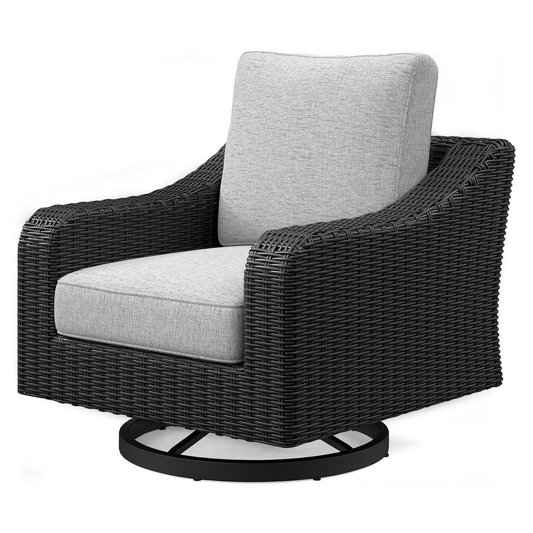 Beachcroft Black/Light Gray Outdoor Swivel Lounge - Image 4