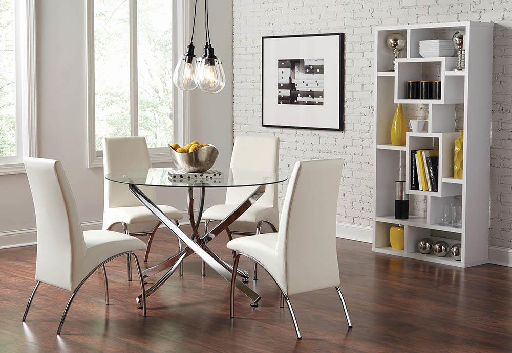 Beckham Chrome/Clear Round Dining Table - Image 2