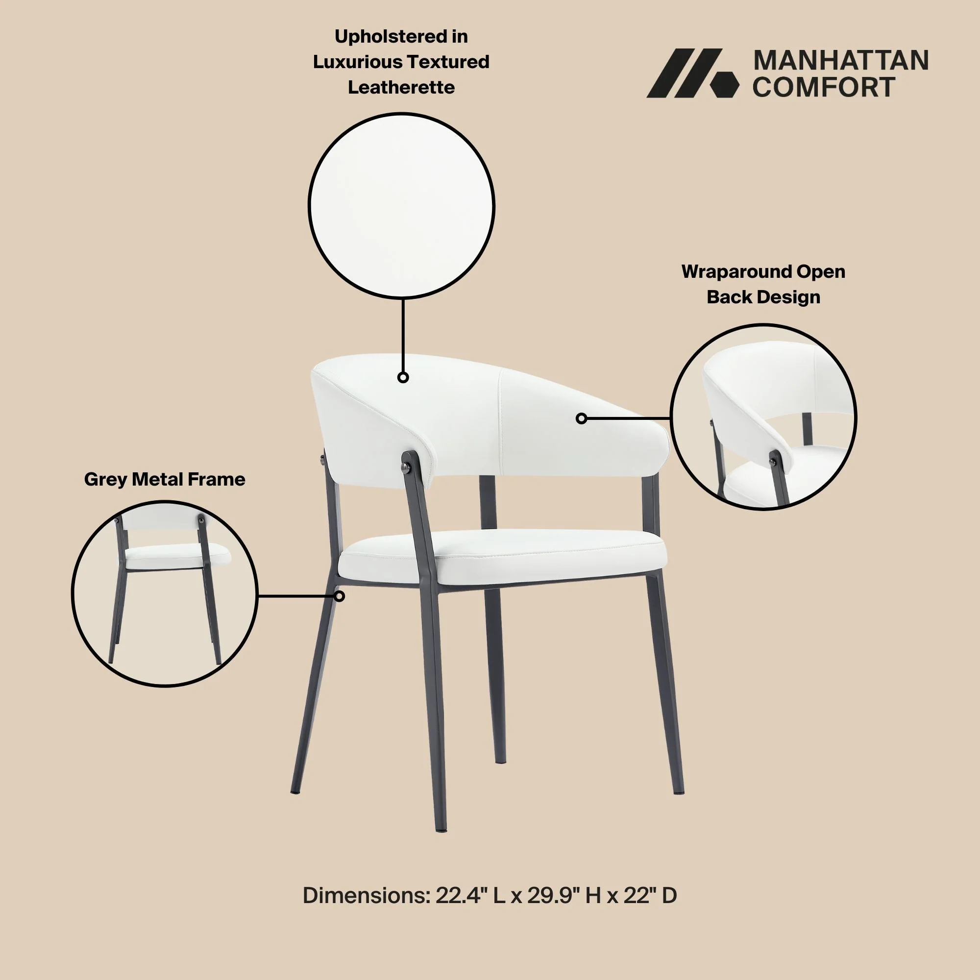 Belle Dining Chair in White - Image 4