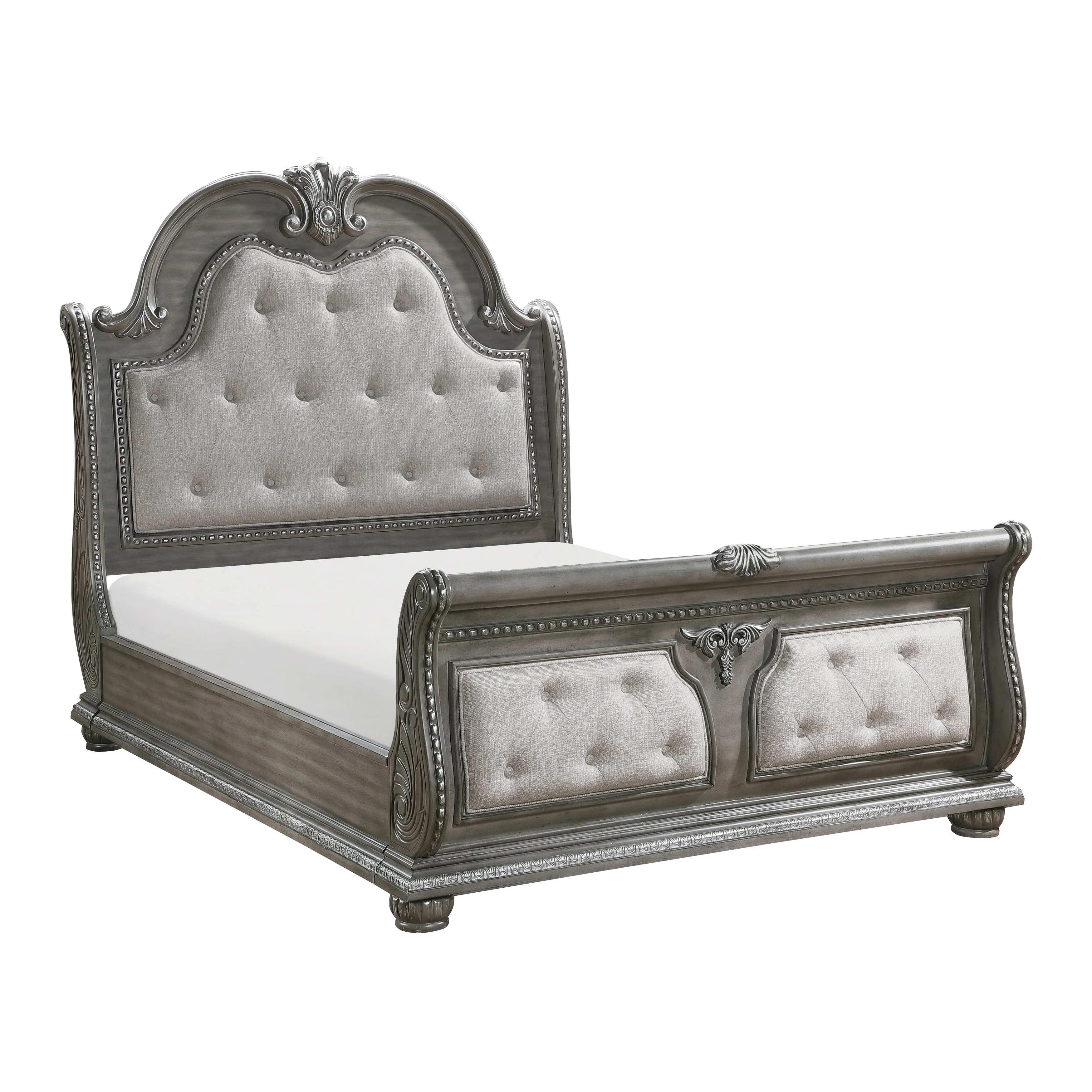 Bennington Gray Upholstered Sleigh Bedroom Set - Image 3