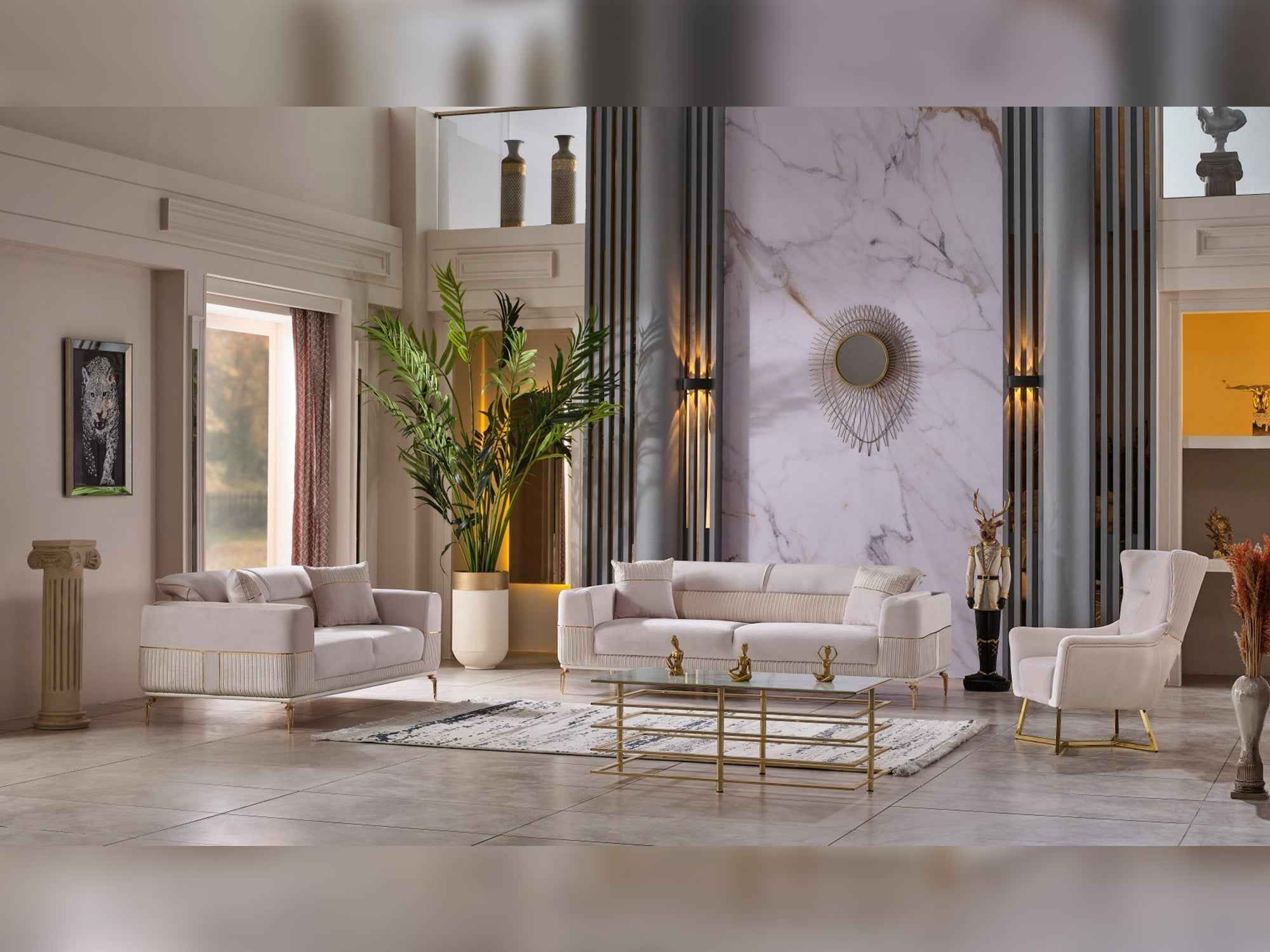 Berlin Beige 3-pieces (Sofa & Loveseat & Chair) Living Room Set