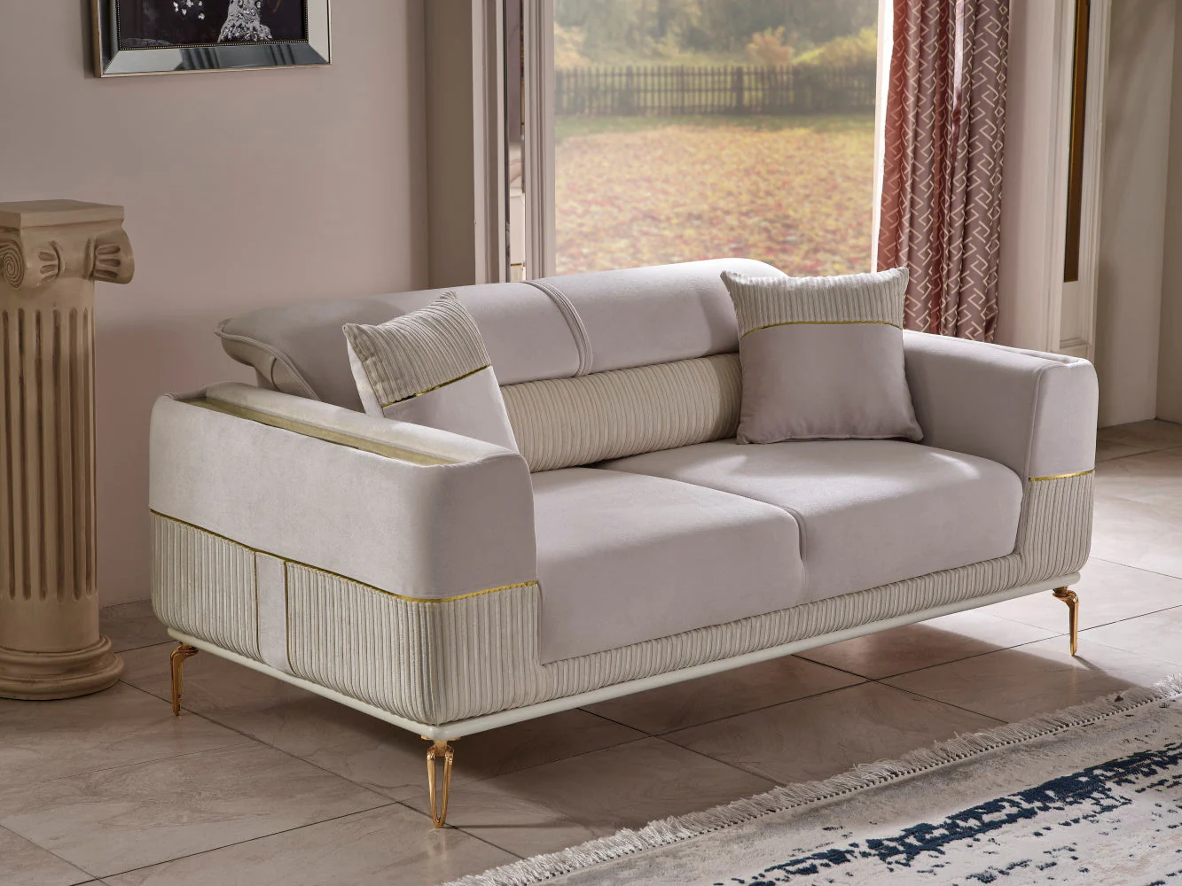 Berlin Beige 3-pieces (Sofa & Loveseat & Chair) Living Room Set - Image 11