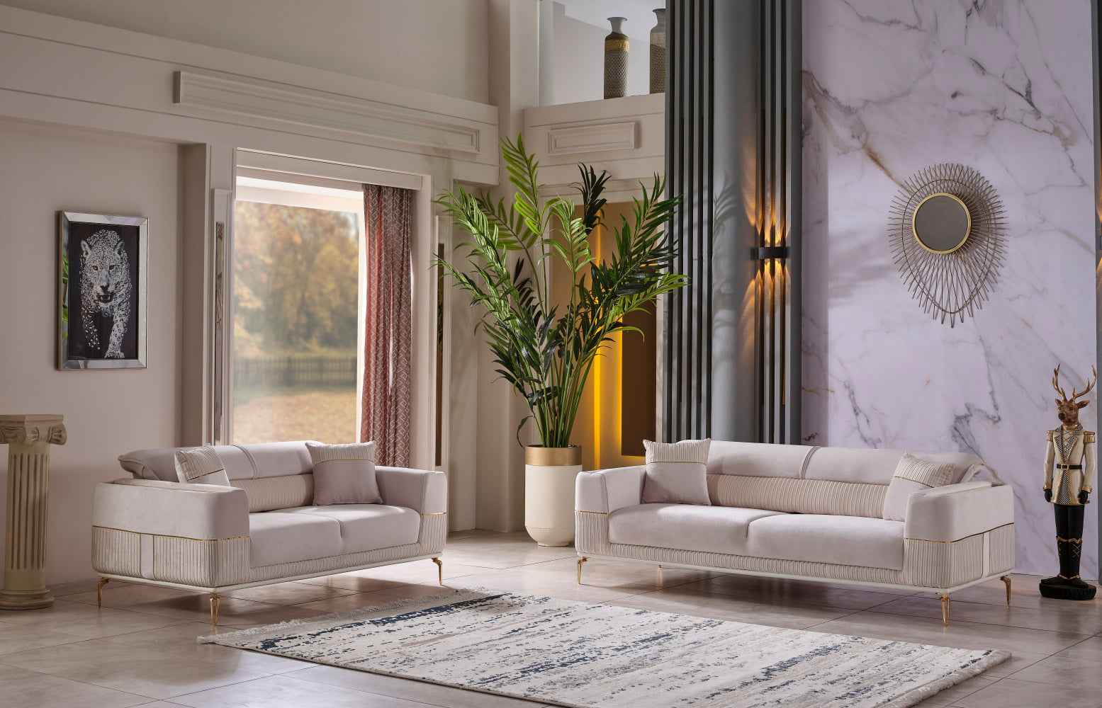 Berlin Beige 3-pieces (Sofa & Loveseat & Chair) Living Room Set - Image 2