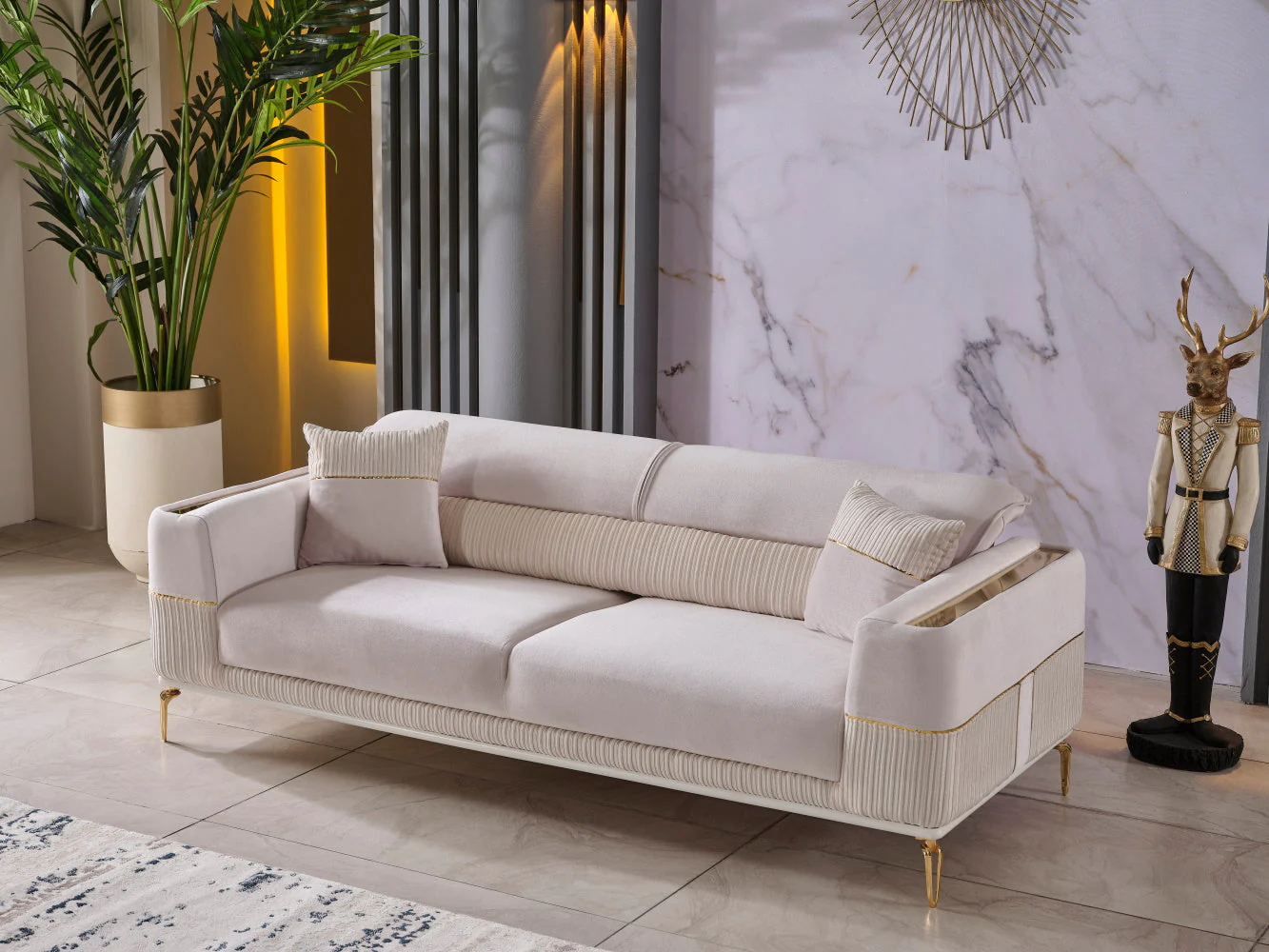 Berlin Beige 3-pieces (Sofa & Loveseat & Chair) Living Room Set - Image 6