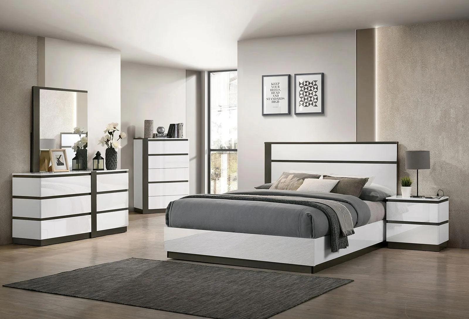 Birsfelden White/Metallic Gray Queen Bed - Image 2