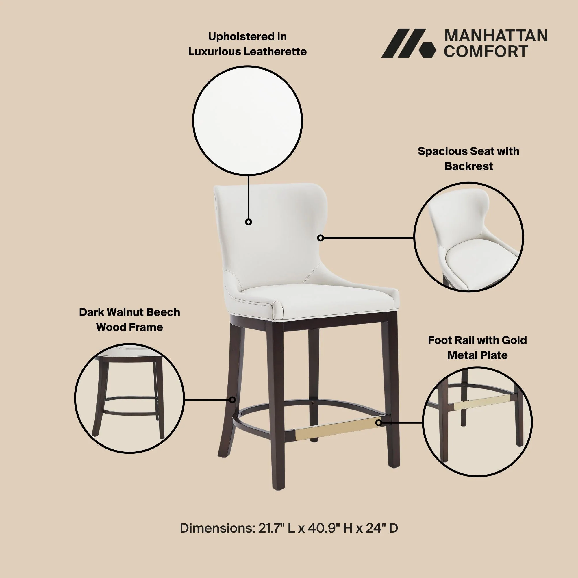Blair Counter Stool in White (set of 2) - Image 4