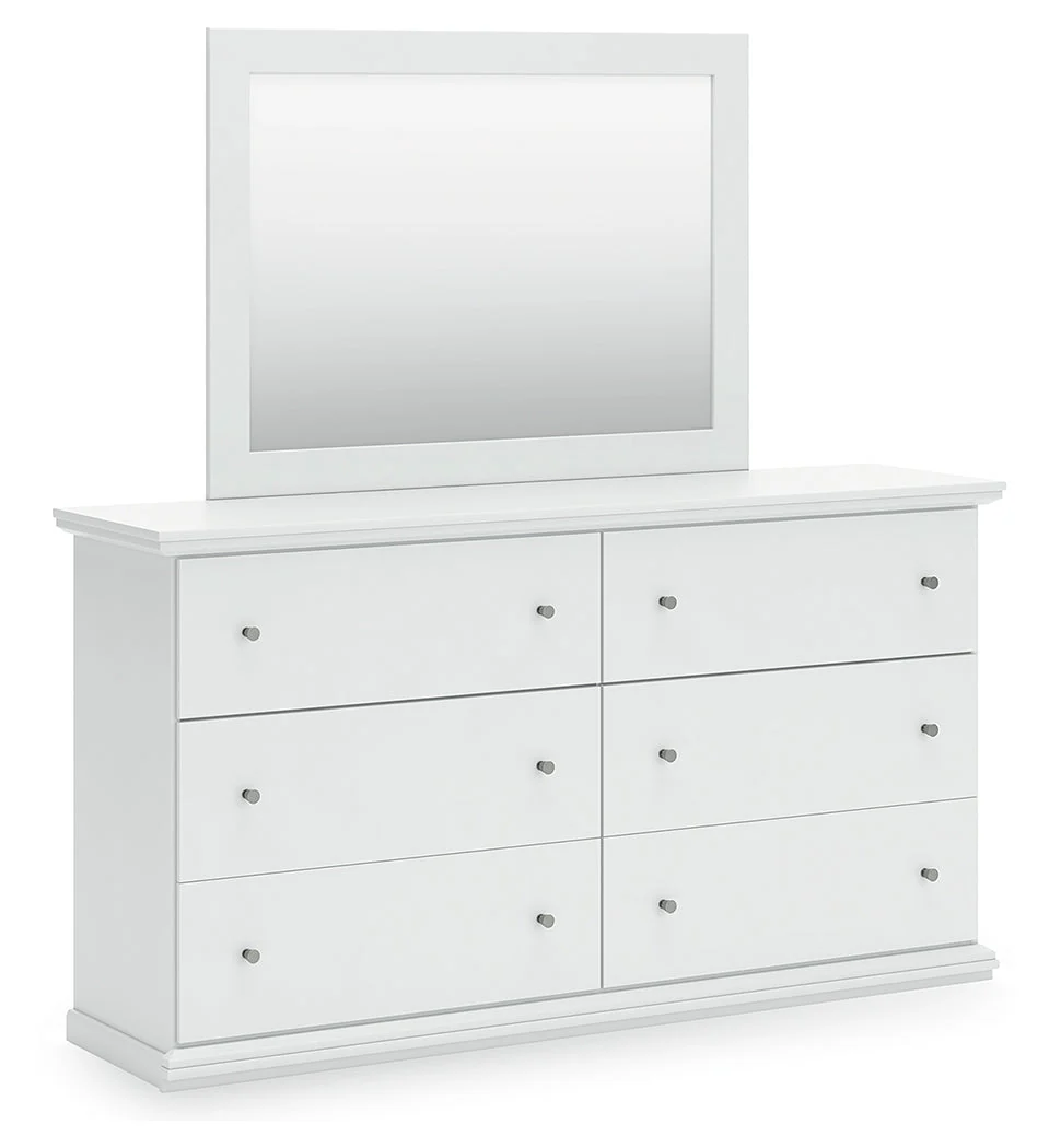 Bostwick Shoals Twin Panel Bed with Mirrored Dresser and 2 Nightstands in White - Image 12