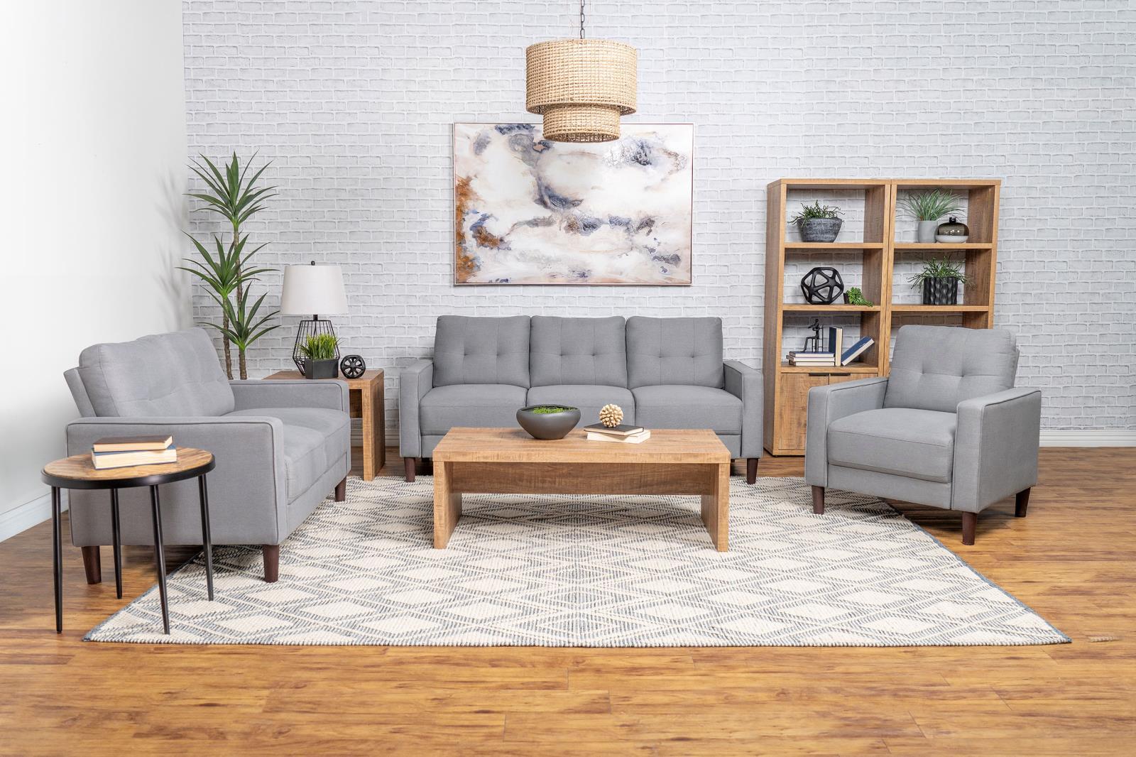 Bowen Gray Upholstered Track Arms Tufted Loveseat - Image 10