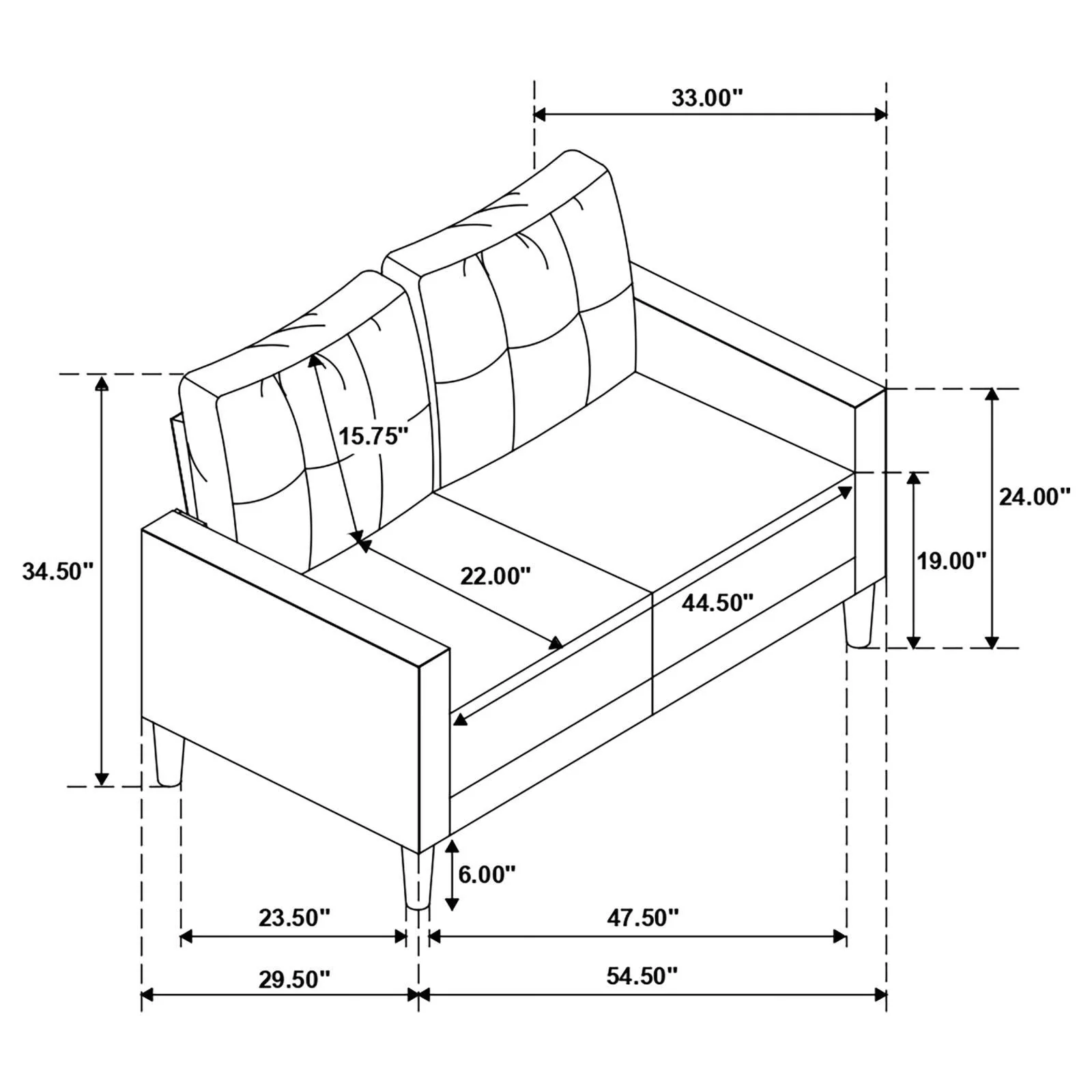 Bowen Gray Upholstered Track Arms Tufted Loveseat - Image 12
