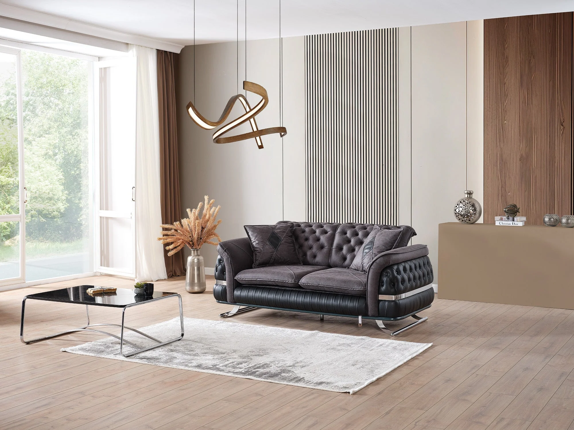 Bravo Black 3-pieces (Sofa & Loveseat & Chair) Living Room Set - Image 14