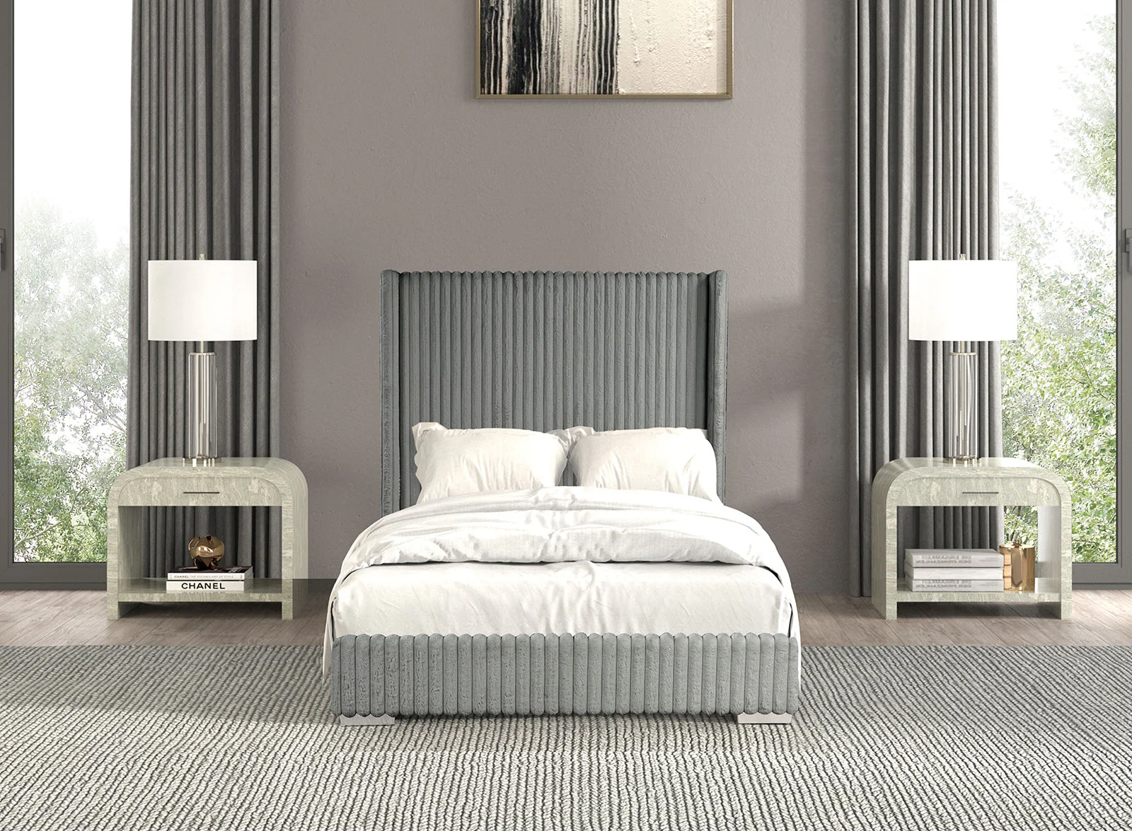 Cadwell Gray Queen Upholstered Platform Bed