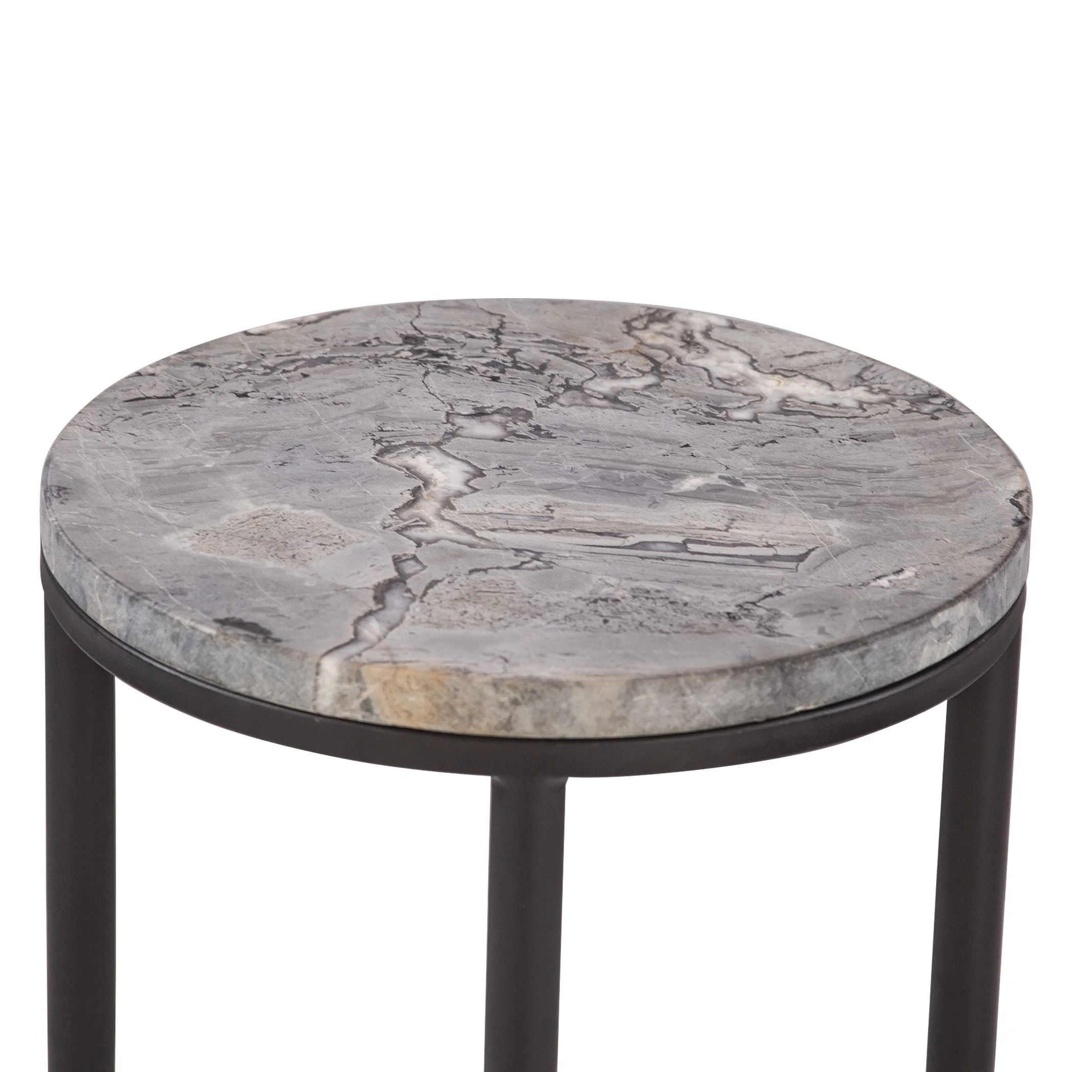Calico 14" Side Table in Gray Septarian with Iron Base - Image 4
