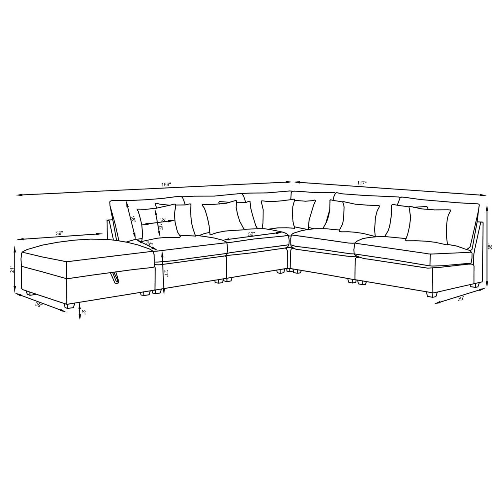 Cambria Grey 6-piece Upholstered Modular Sectional - Image 12